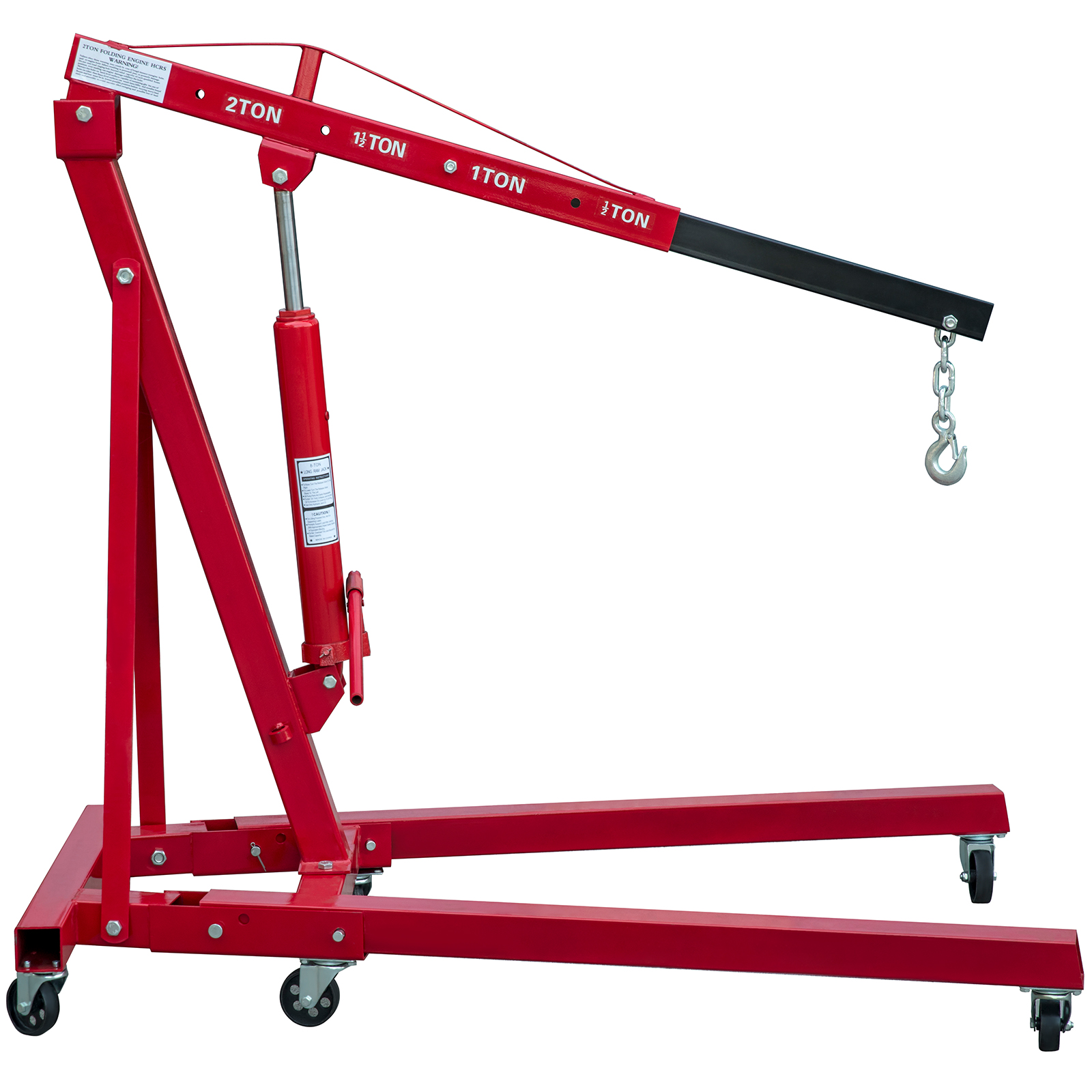 VEVOR Folding Engine Crane, 4400lbs Lifting Capacity Shop Crane, 2Ton Hydraulic Engine Hoist