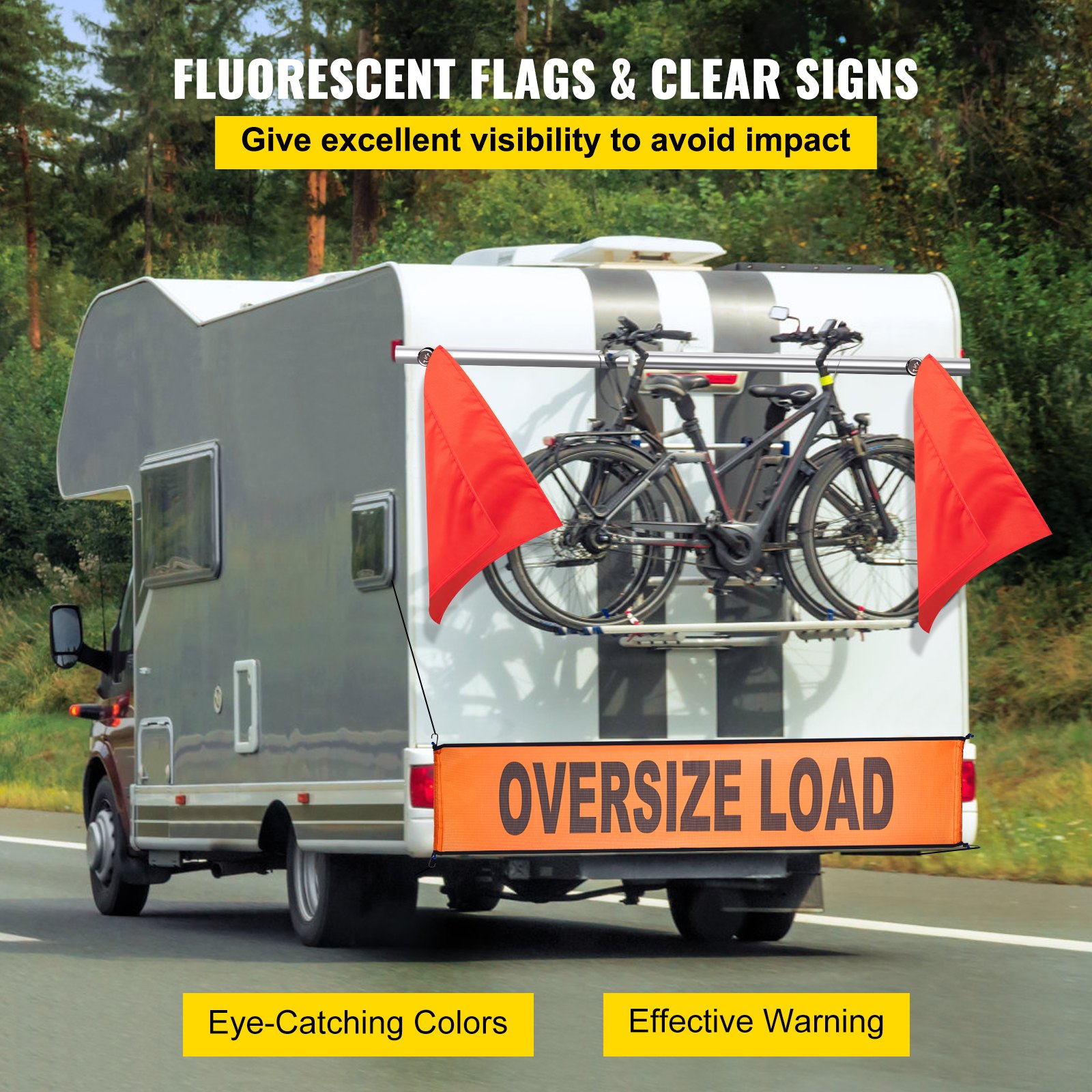 VEVOR Oversized Load Banner, 2pcs 18"x84" Oversize Banner & 8pcs 18"x18