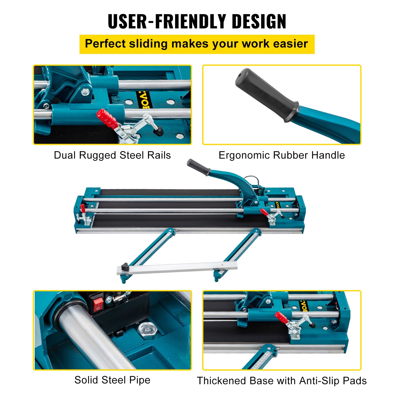 VEVOR 39Inch/1000mm Tile Cutter Double Rail Manual Tile Cutter 3/5 in