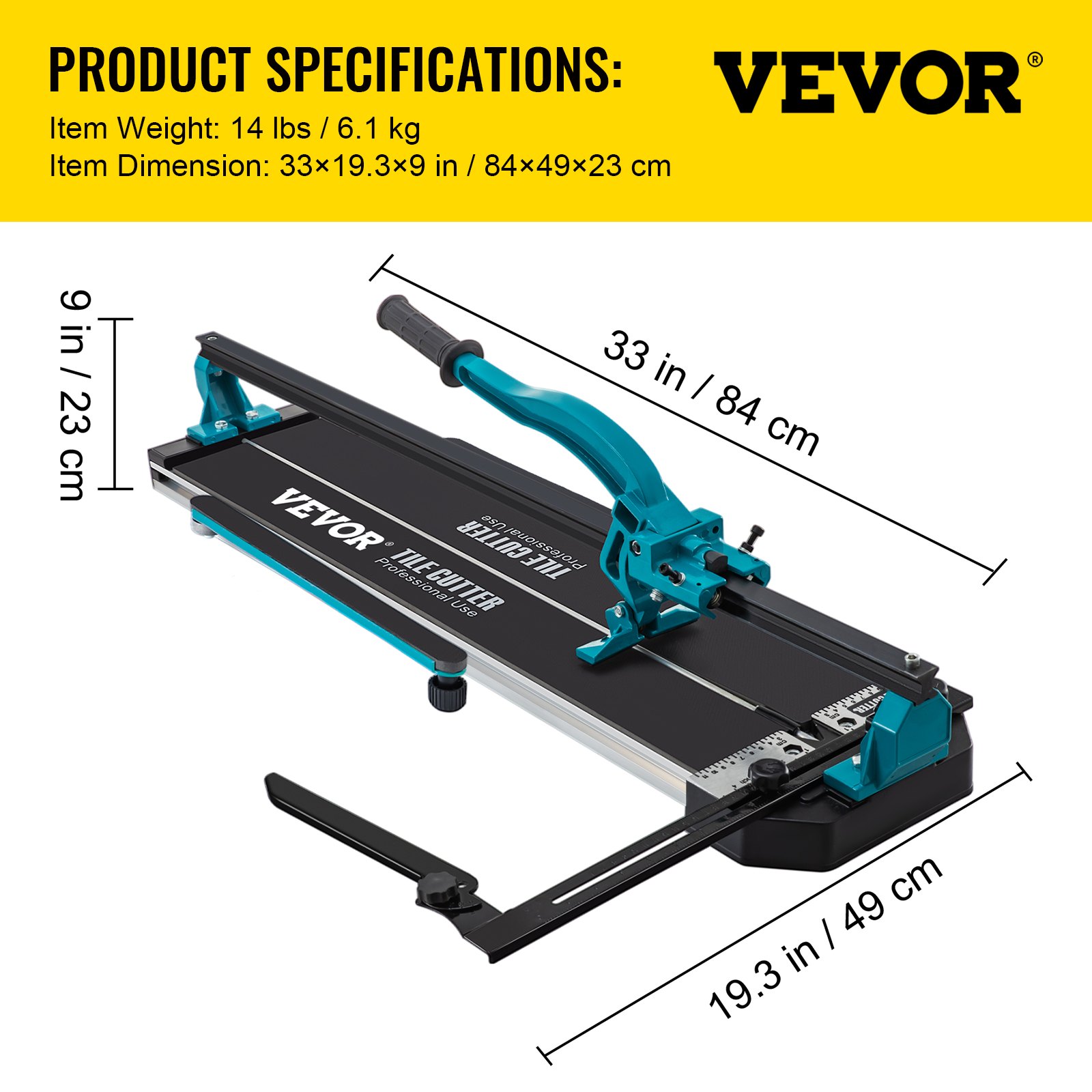 VEVOR VEVOR Tile Cutter 24in Cutting Tool w/ Laser Guide Single Rail ...