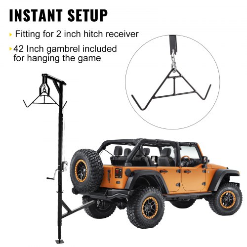 VEVOR Hitch Mounted Deer Hoist, 500lbs Capacity Hitch Game Hoist, 2