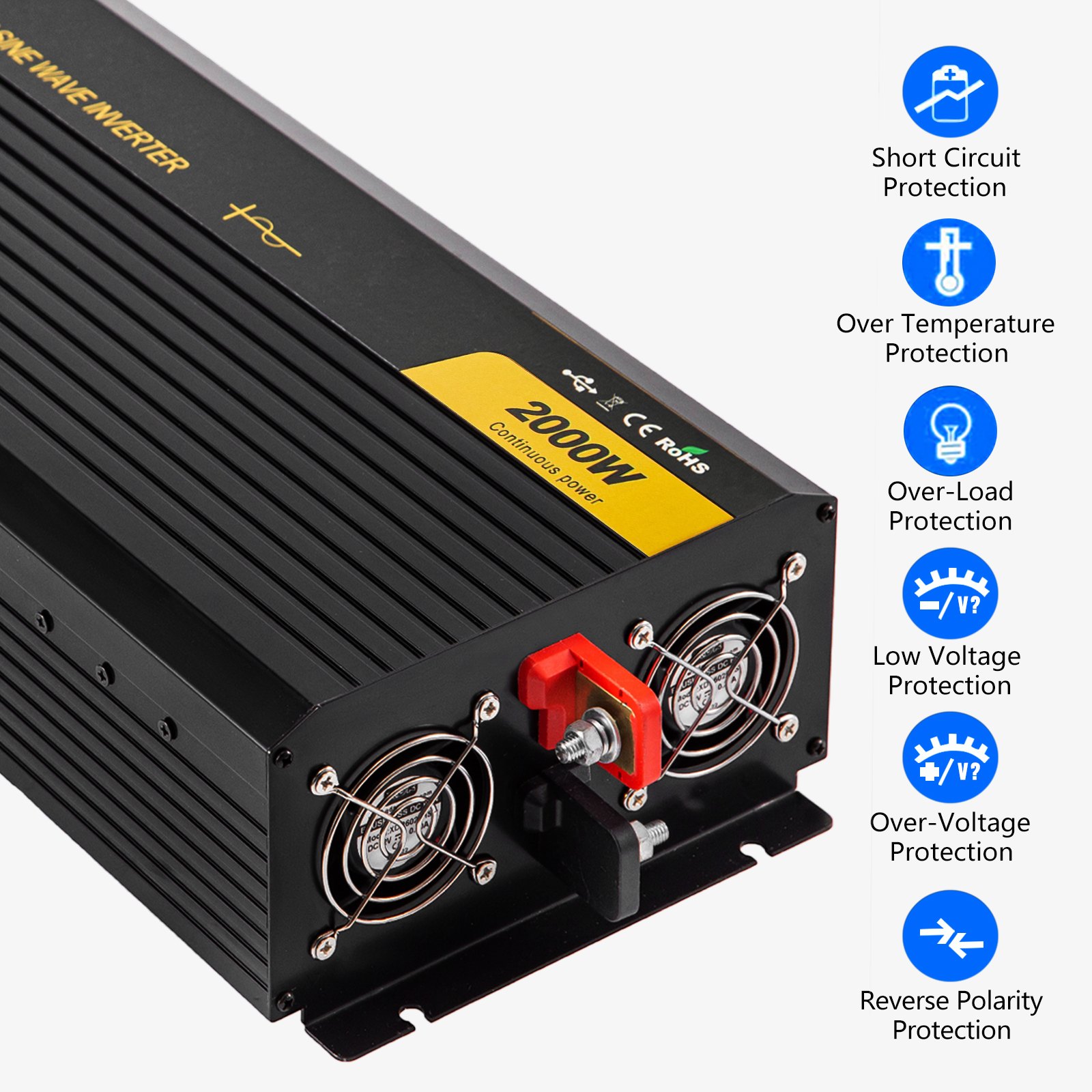 VEVOR VEVOR Pure Sine Wave Inverter 2000 Watt Power Inverter DC 12V to