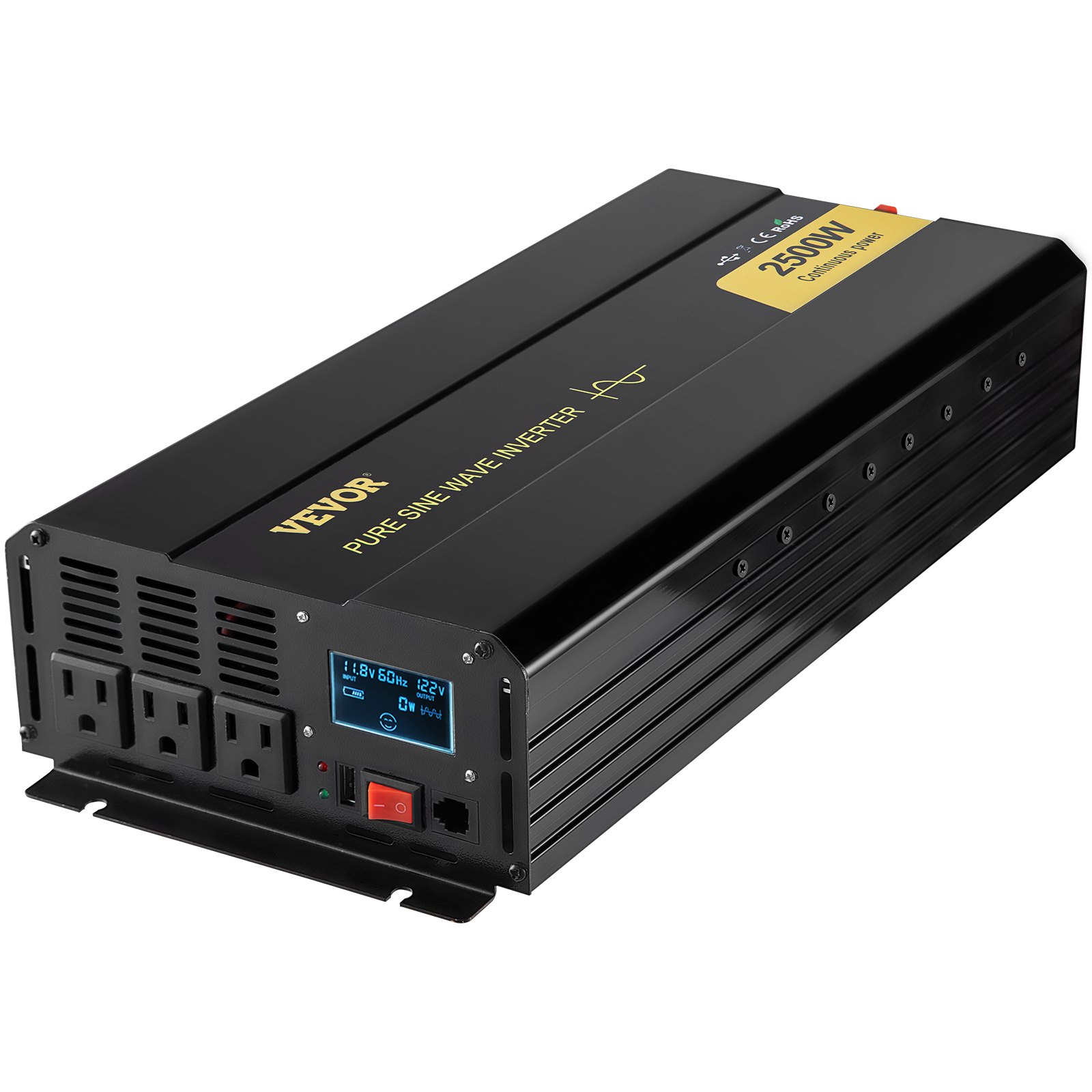 VEVOR Pure Sine Wave Inverter, 2500 Watt Power Inverter, DC 12V to AC ...