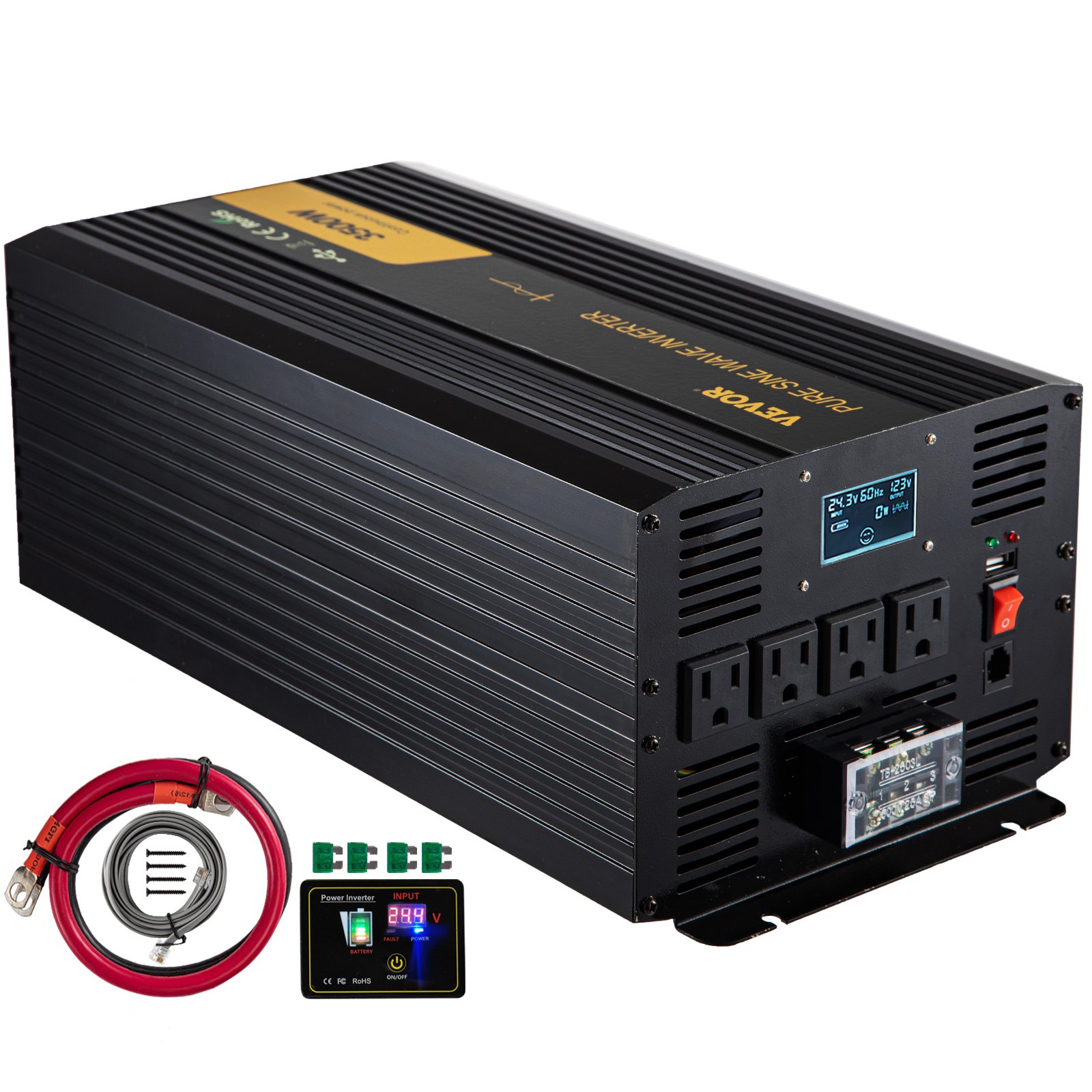 VEVOR Pure Sine Wave Inverter, 3500 Watt Power Inverter, DC 24V to AC