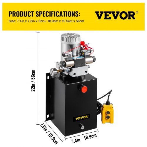 VEVOR Hydraulic Power Unit 12 Volt Dump Trailer Hydraulic Pump Double ...