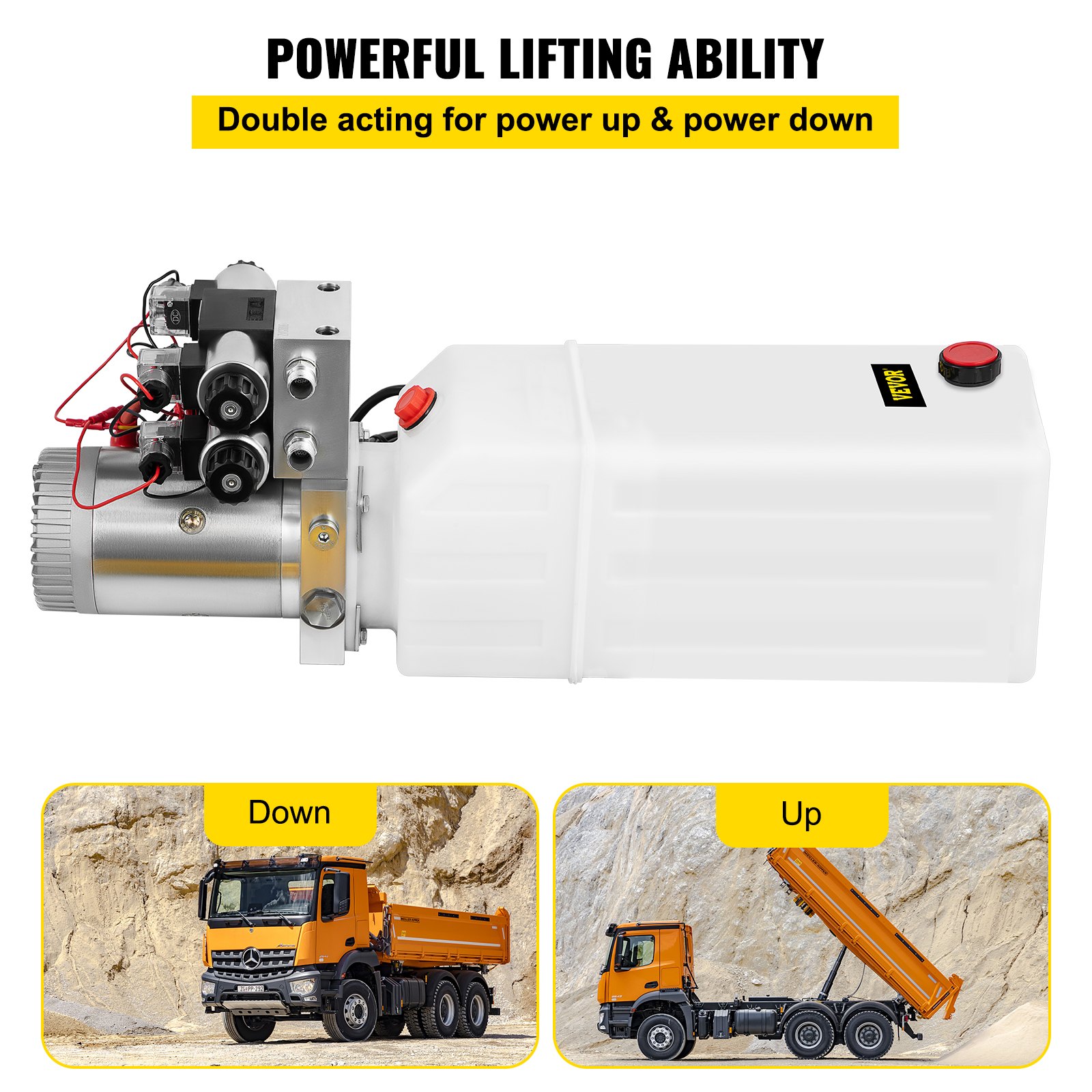 8L 12V DC Double Acting Double Solenoid Hydraulic Power Pack Tank