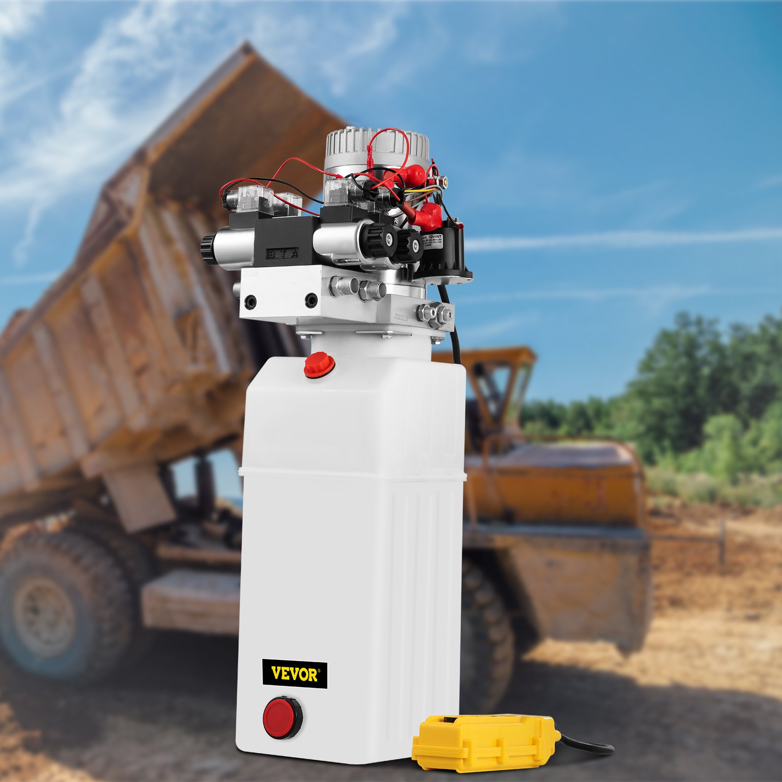 8L 12V DC Double Acting Double Solenoid Hydraulic Power Pack Tank