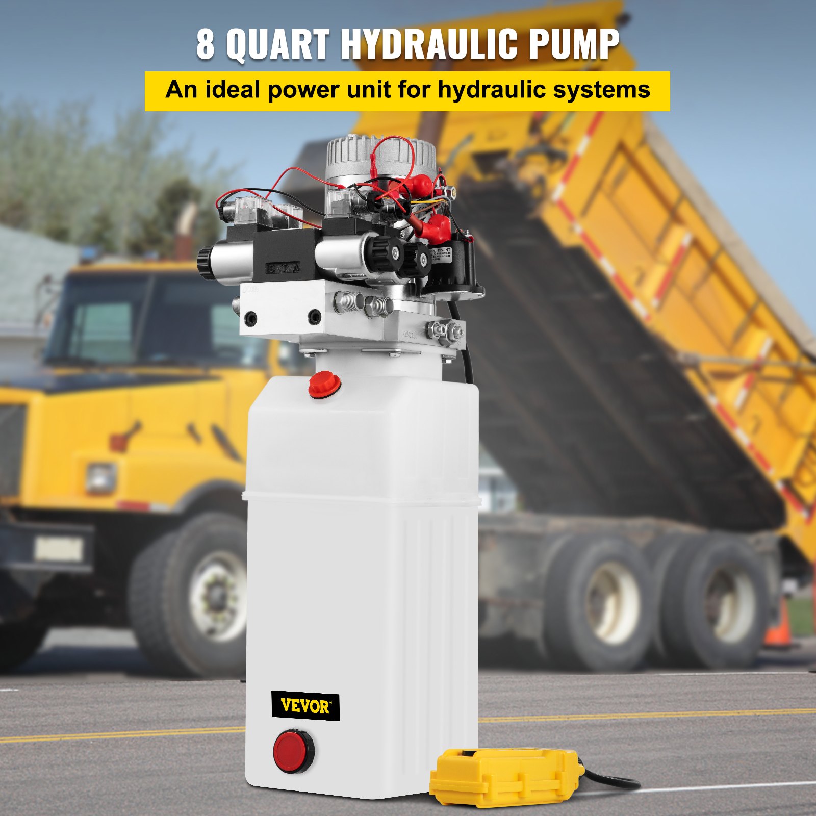 8L 12V DC Double Acting Double Solenoid Hydraulic Power Pack Tank