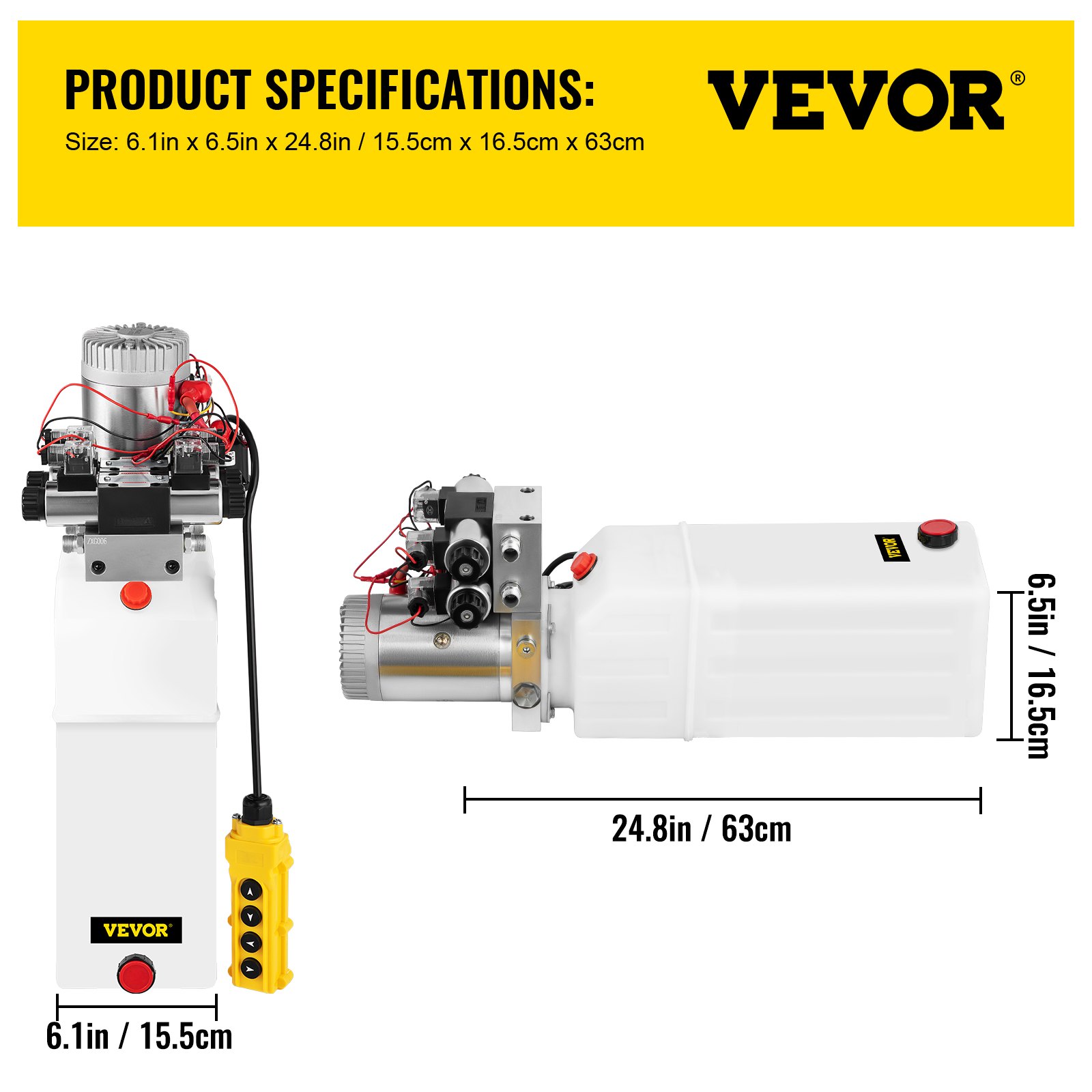 8L 12V DC Double Acting Double Solenoid Hydraulic Power Pack Tank