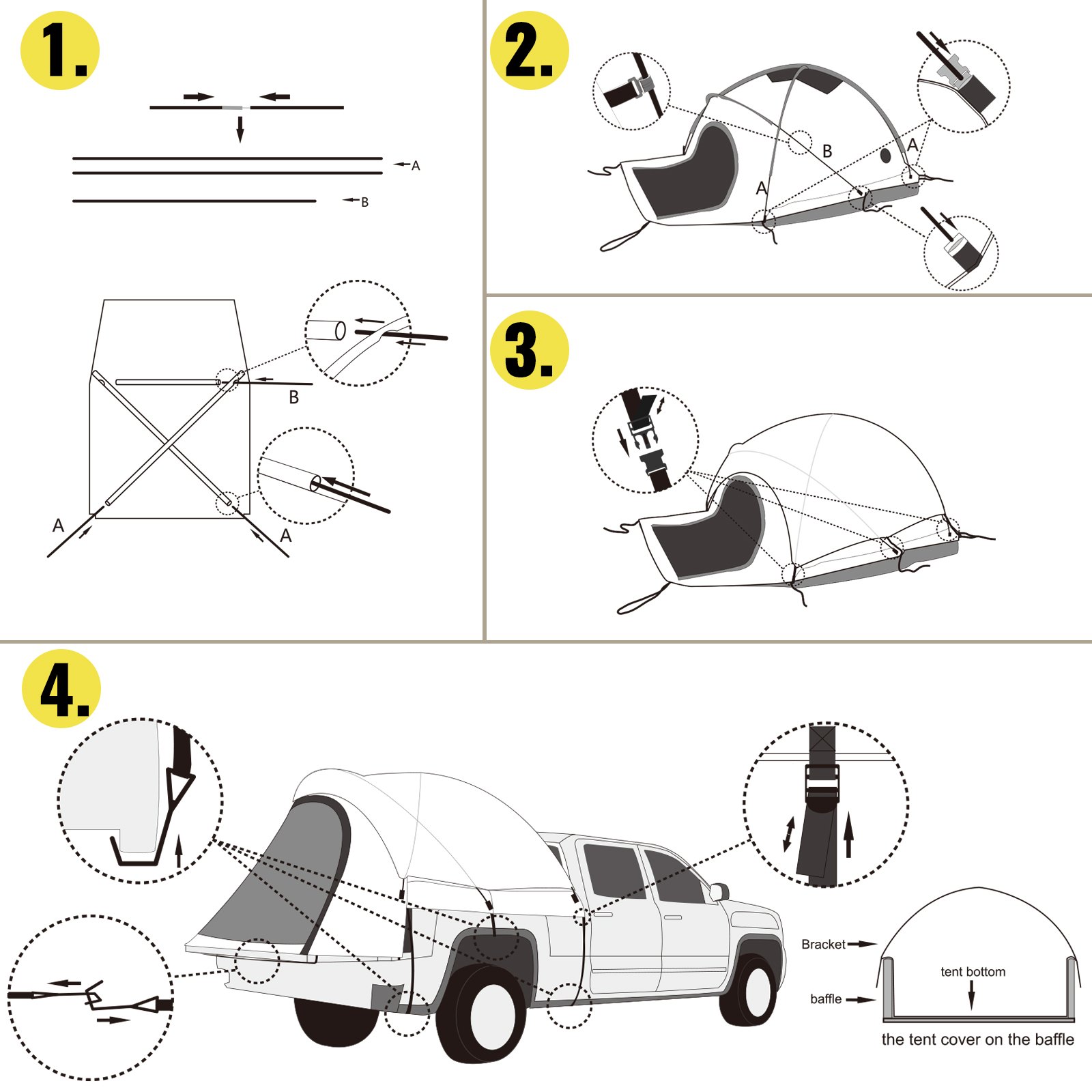 VEVOR Truck Tent 6' Tall Bed Truck Bed Tent, Pickup Tent for Mid Size