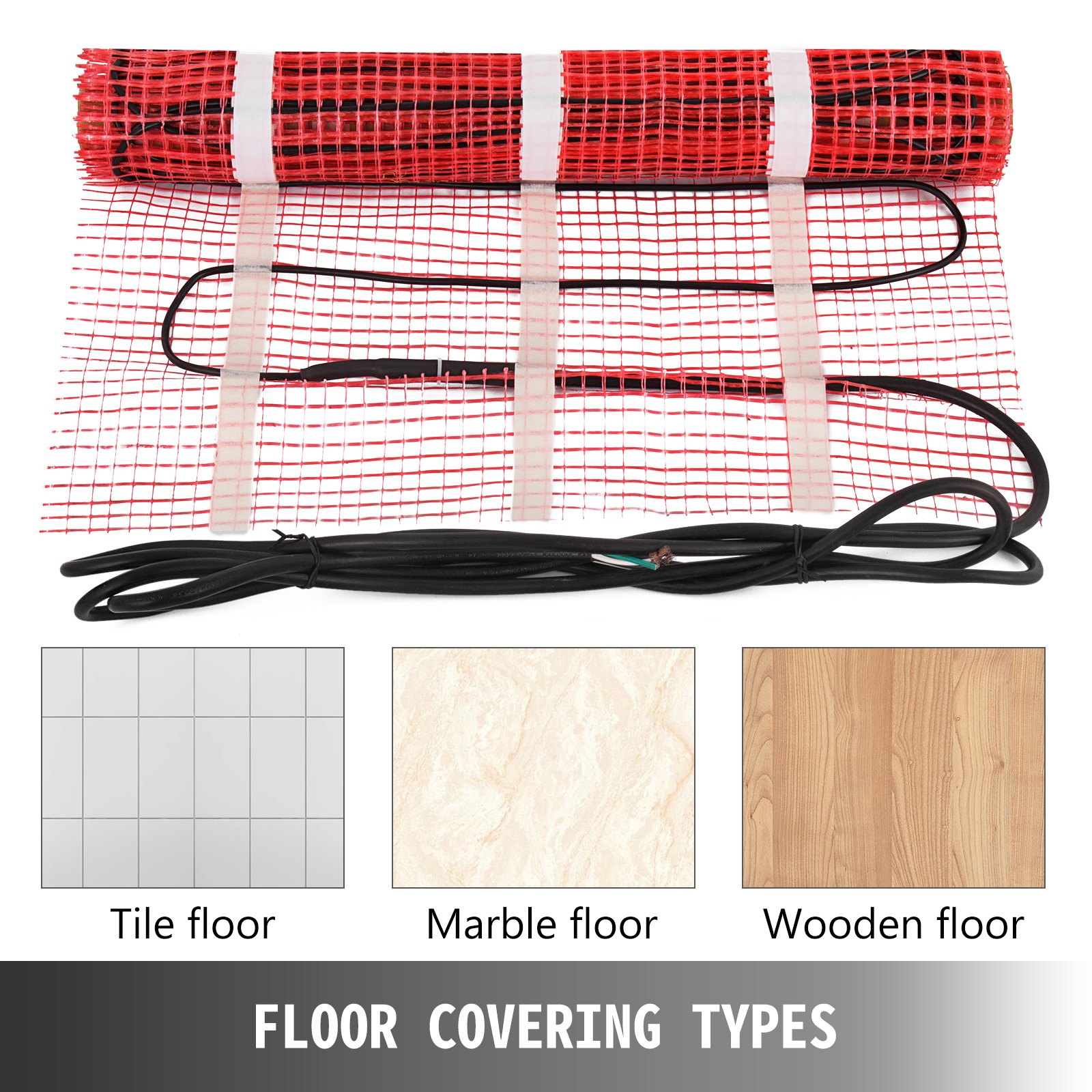 VEVOR 90 Sqft 120V Electric Radiant Floor Heating Mat with Alarmer and