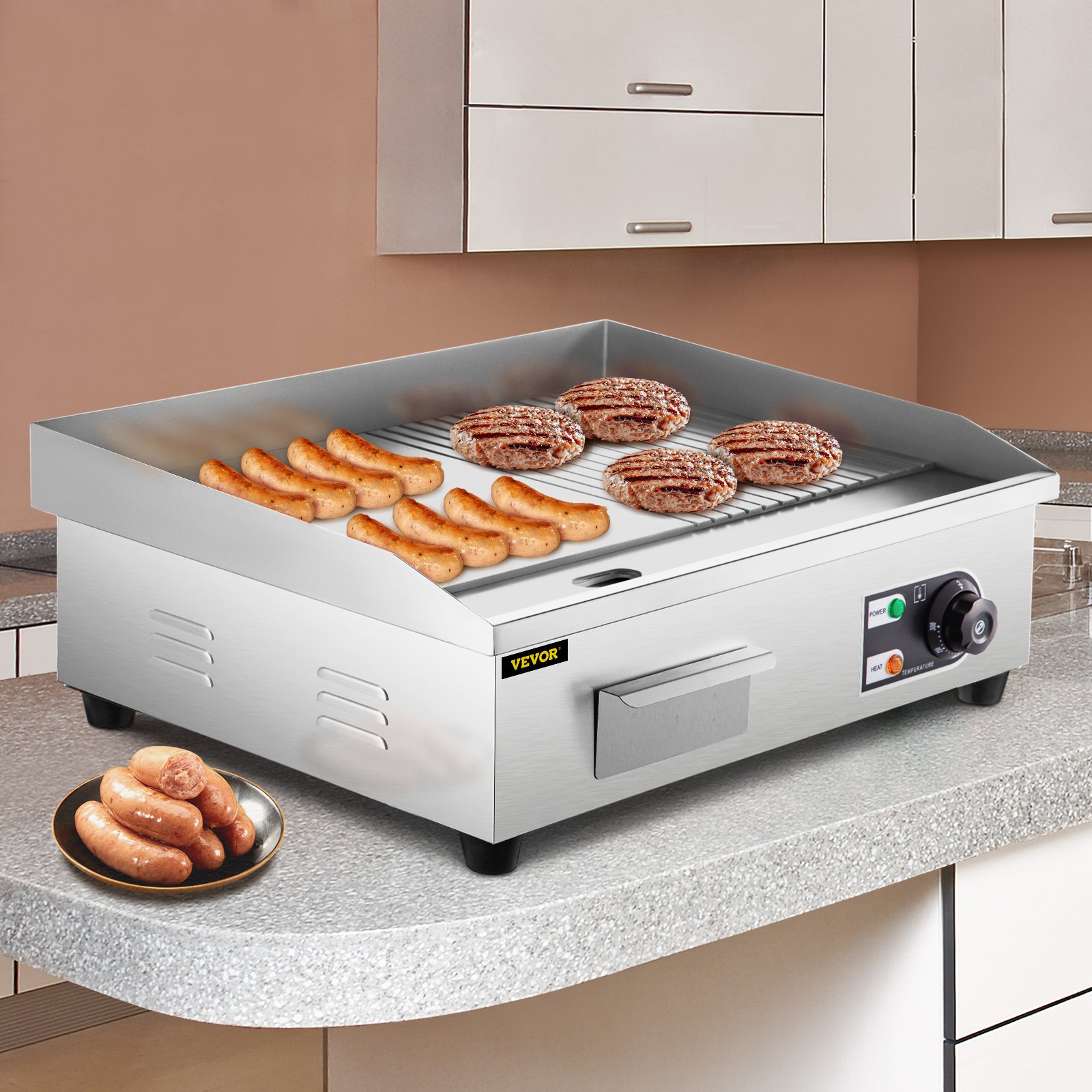 VEVOR 22" Commercial Electric Griddle, 1600W Electric Flat Top Grill