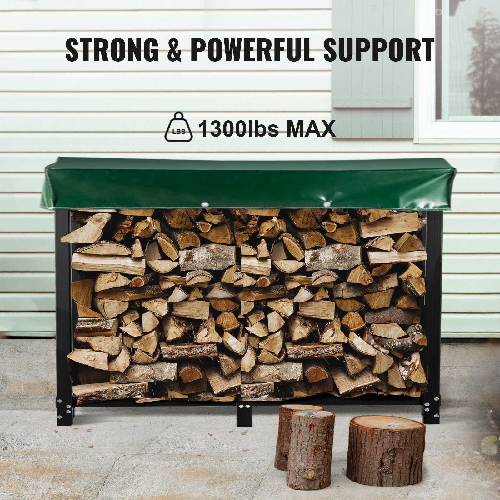 VEVOR VEVOR Firewood Log Rack Firewood Rack Outdoor 8ft Black Wood