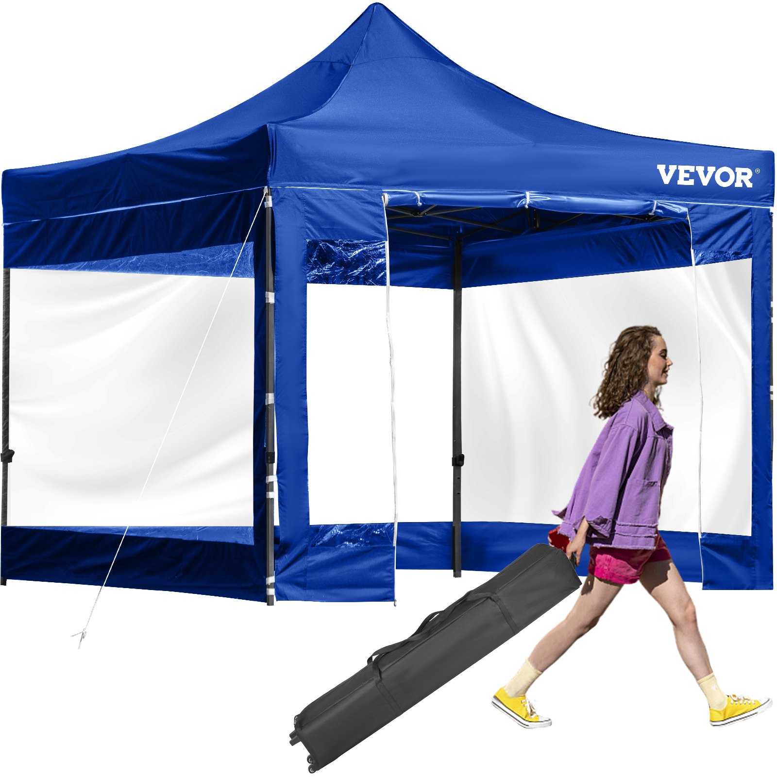 VEVOR 10x10 Pop Up Canopy Tent, Outdoor Canopy with Removable Sidewalls ...