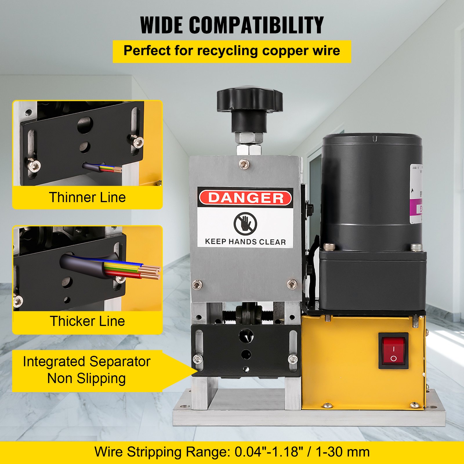 VEVOR Cable Wire Stripping Machine 0.04"1.18", Portable Scrap Cable