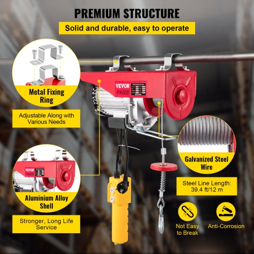 550-1100lbs Electric Hoist Crane Pa500 Transmission Warehouse | VEVOR US