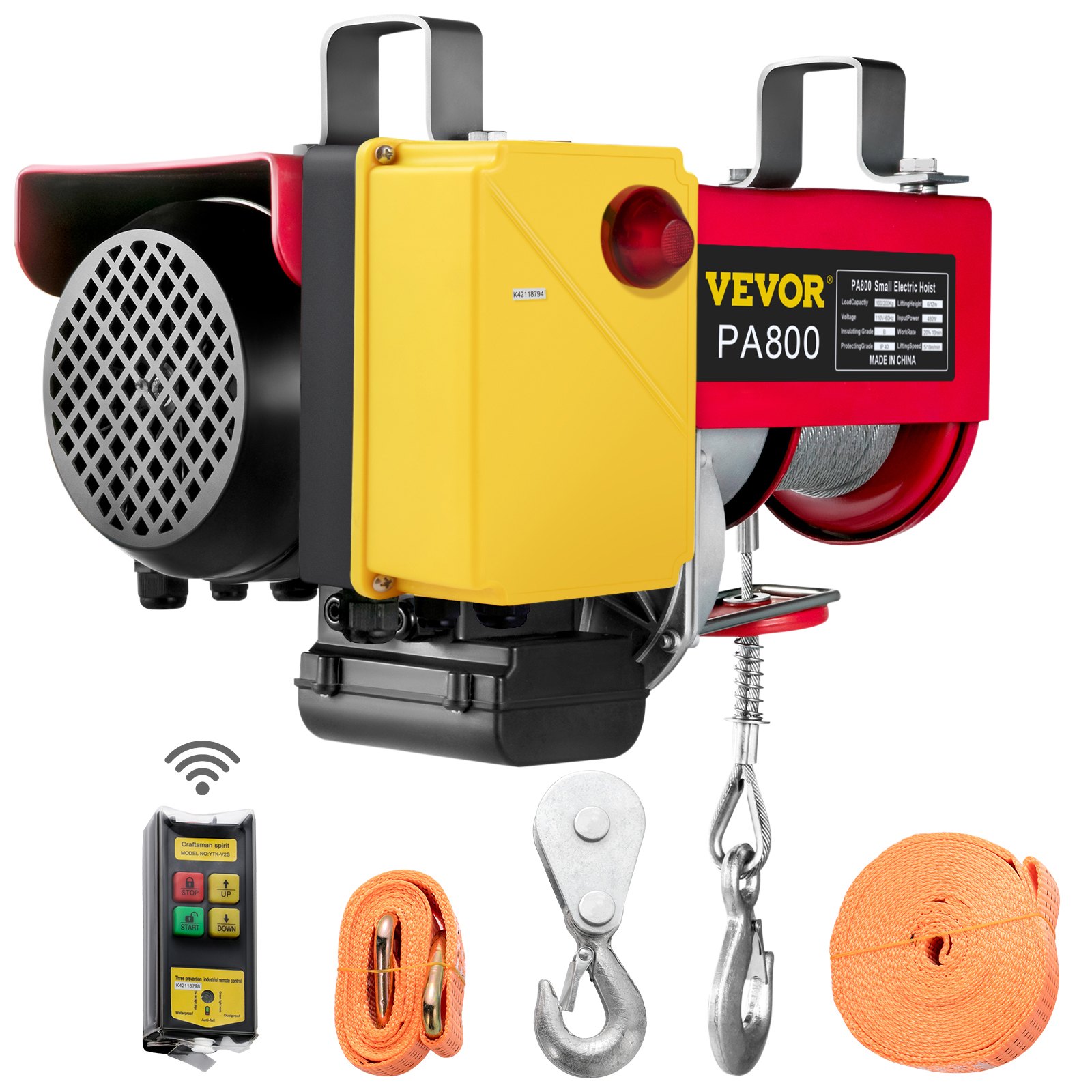 VEVOR Electric Hoist 1800LBS With Wireless Remote Control & Single ...