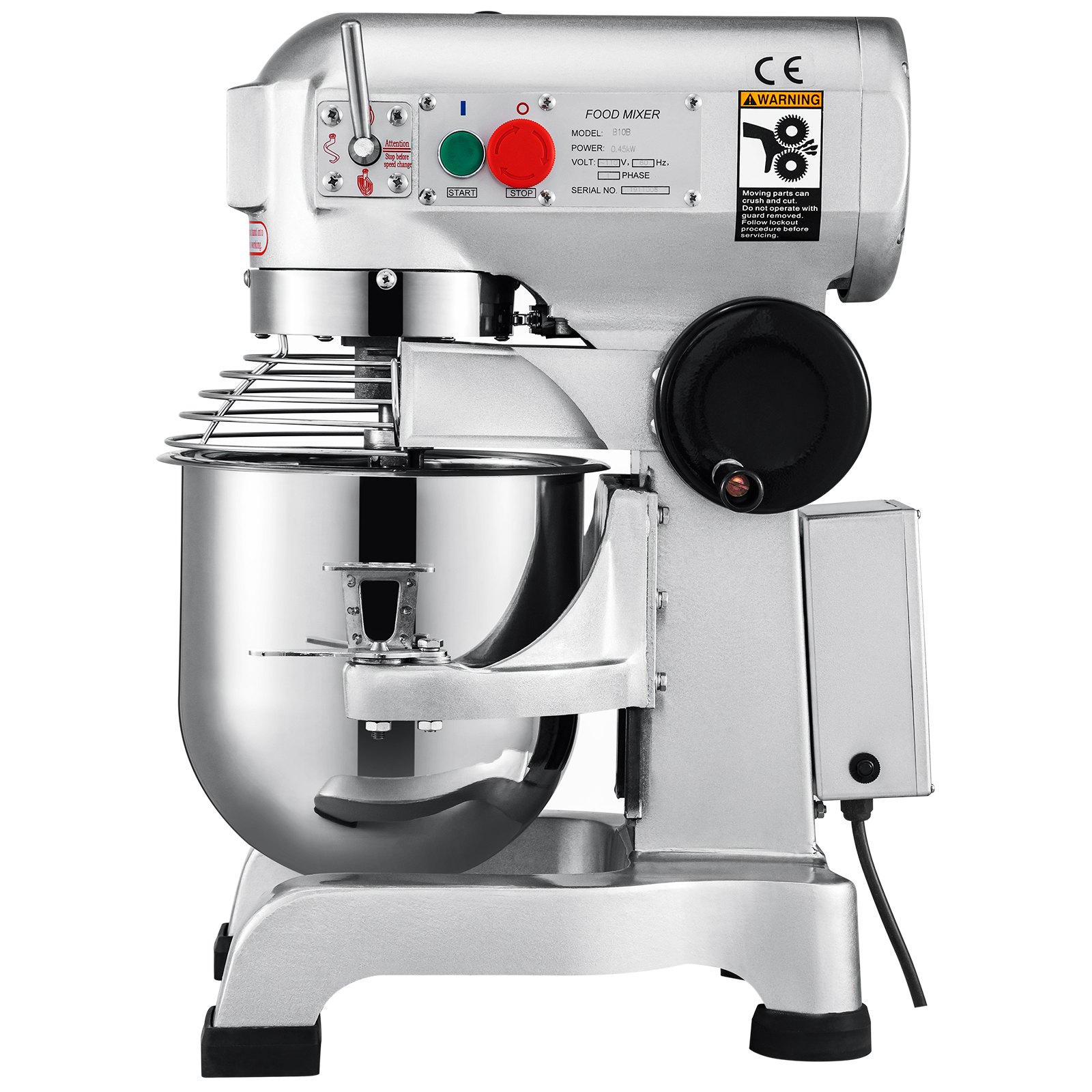 Commercial Food Mixer - 10Qt,450W, 3 Speeds, Stainless