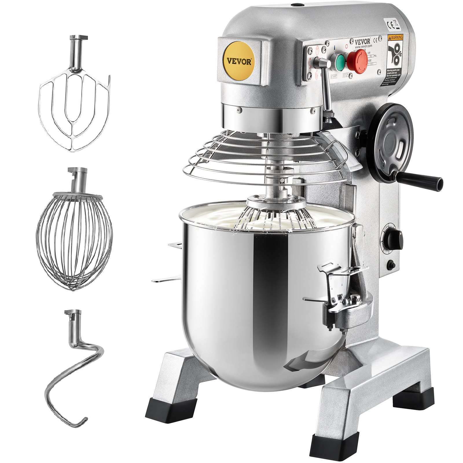 Vevor Commercial Food Mixer 10qt Commercial Mixer With Timing Function 450w Stainless Steel 0582