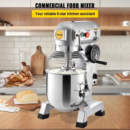 Commercial Dough Mixer 750W - 2.6 Gal Stainless Steel Kneading Machine With Spiral Rod, 110V