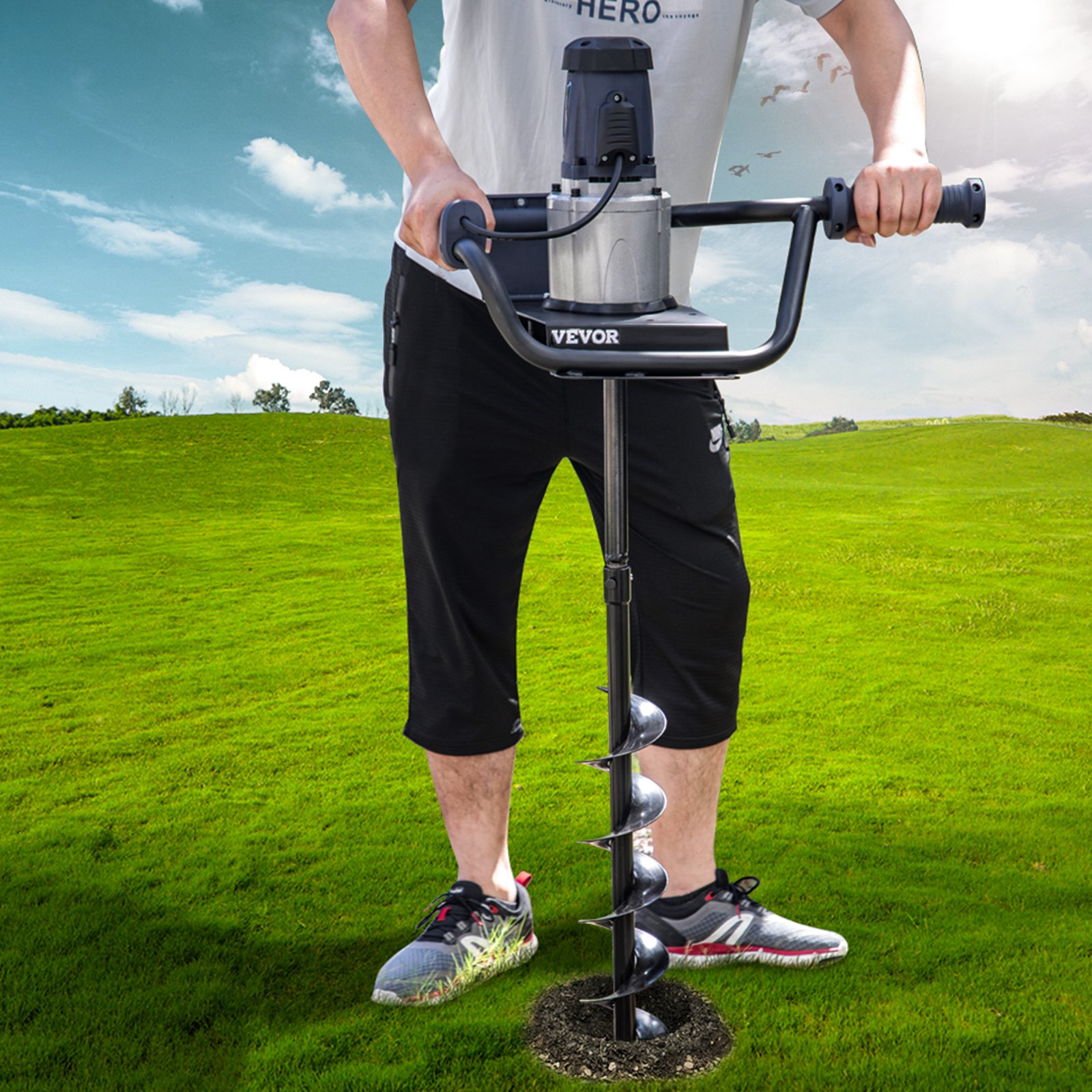 VEVOR Electric Post Hole Digger, 1200 W 1.6 HP Electric Auger Powerhead