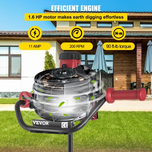 VEVOR Electric Post Hole Digger, 1500 W 1.6 HP Electric Auger Powerhead