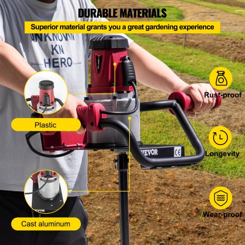 VEVOR Electric Post Hole Digger, 1500 W 1.6 HP Electric Auger Powerhead