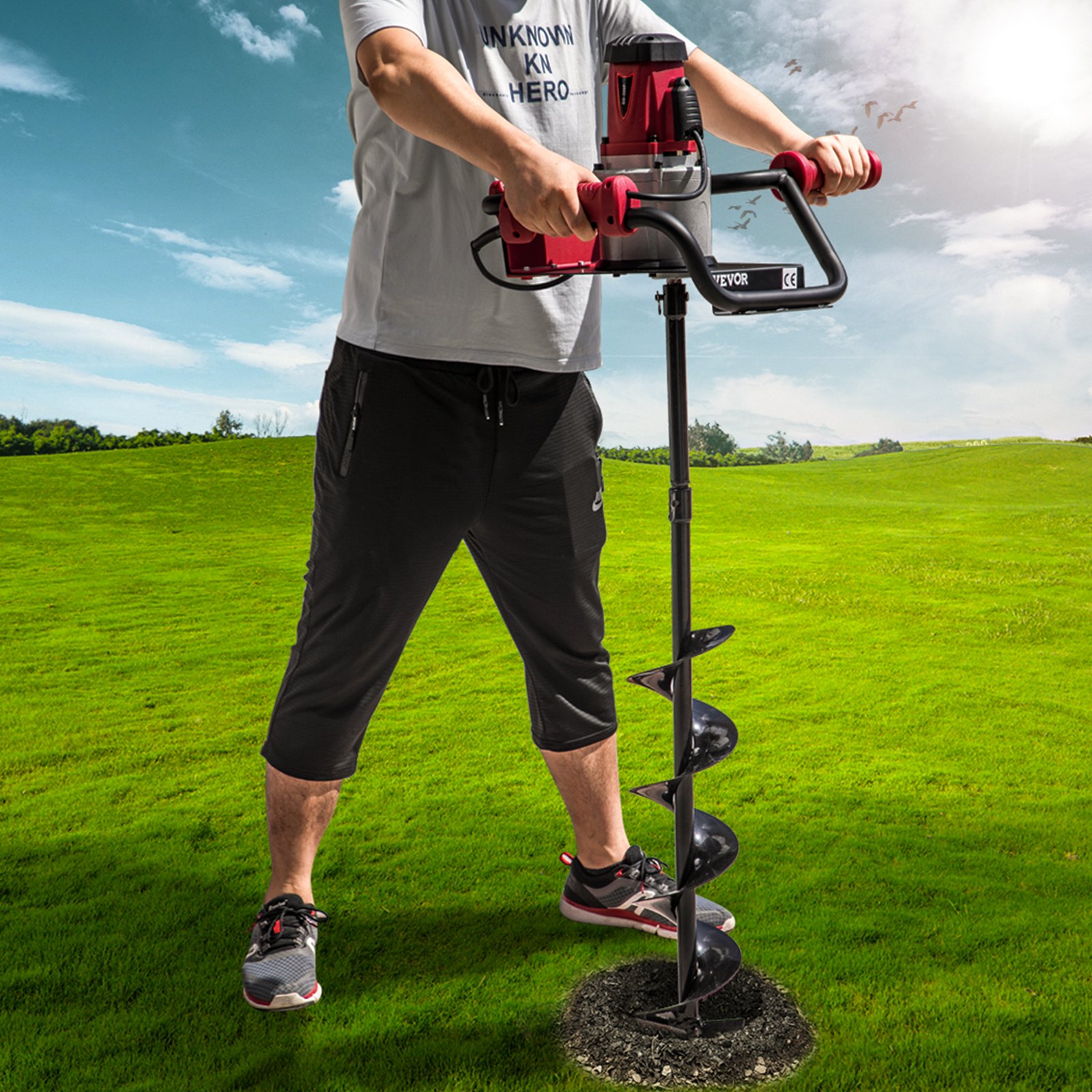 VEVOR Electric Post Hole Digger, 1500 W 1.6 HP Electric Auger Powerhead