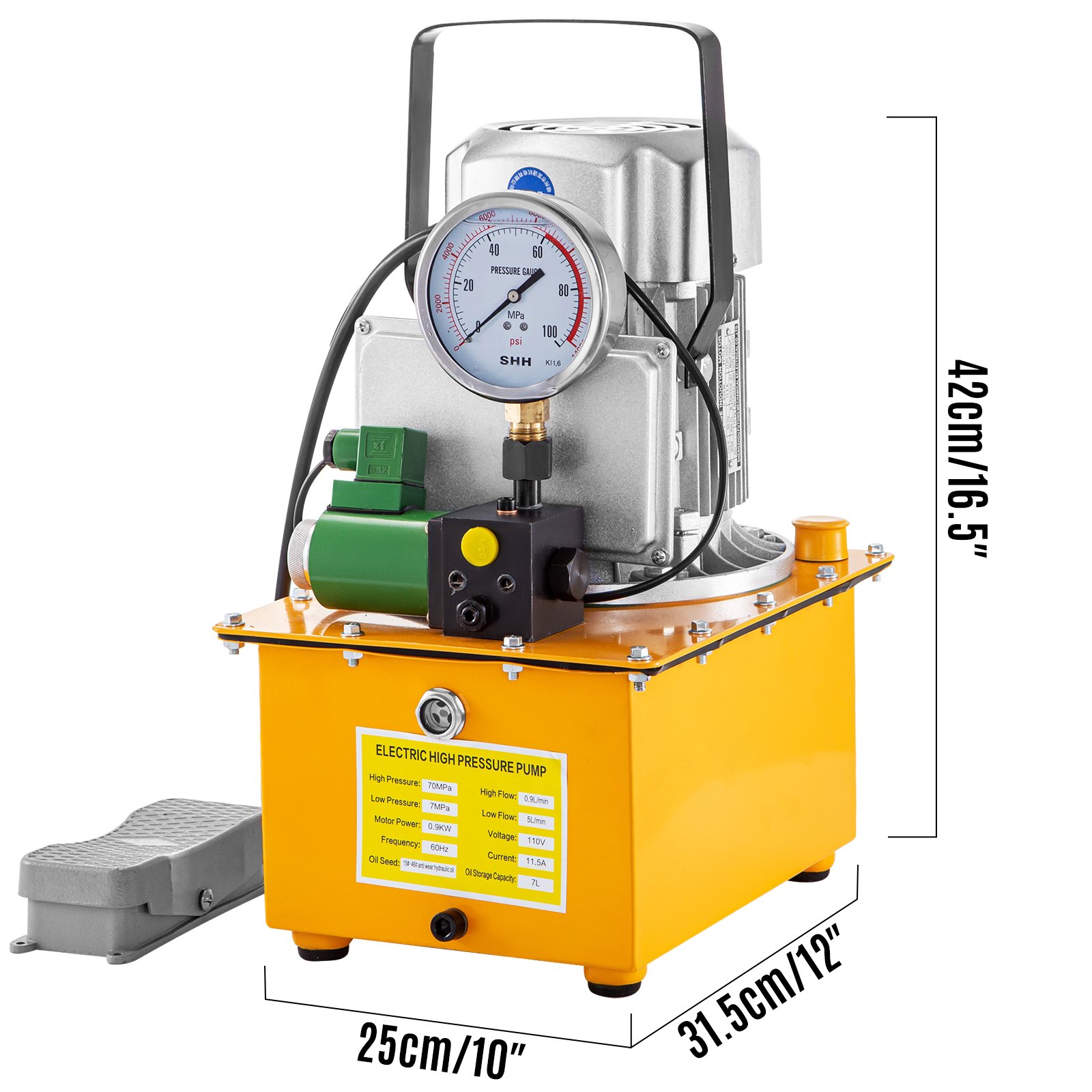 VEVOR VEVOR 10152 PSI Hydraulic Electric Pump 750W Single Acting 220V