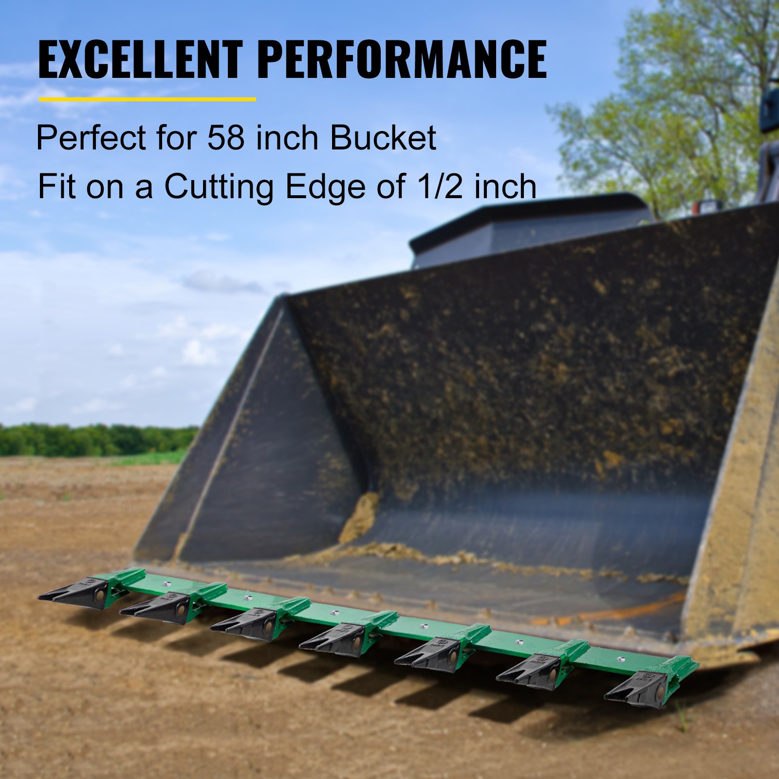 VEVOR Bucket Tooth Bar, 58'' Bolt on Tooth Bar, with 7 Weldon Shanks