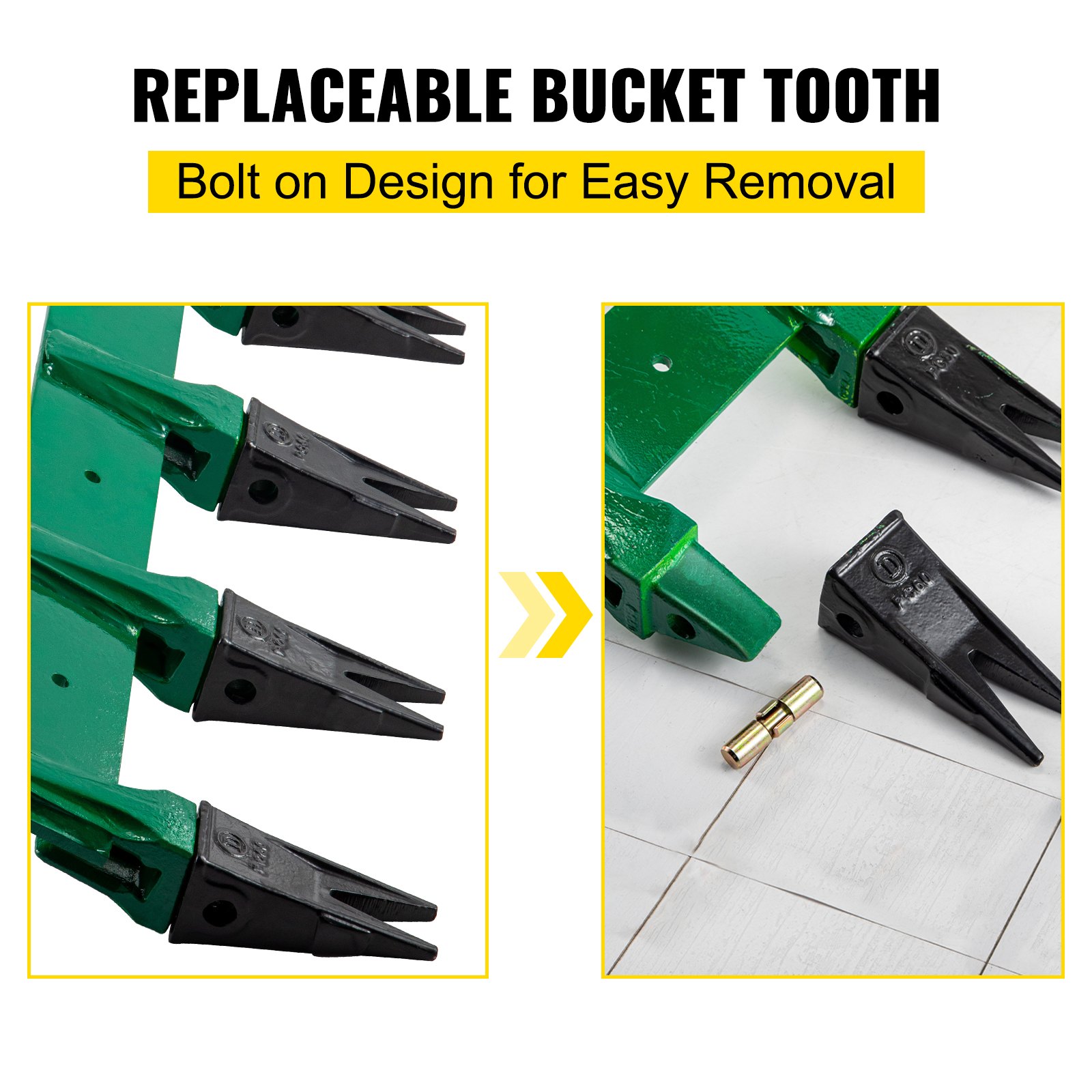 VEVOR Bucket Tooth Bar, 58'' Bolt on Tooth Bar, with 7 Weldon Shanks