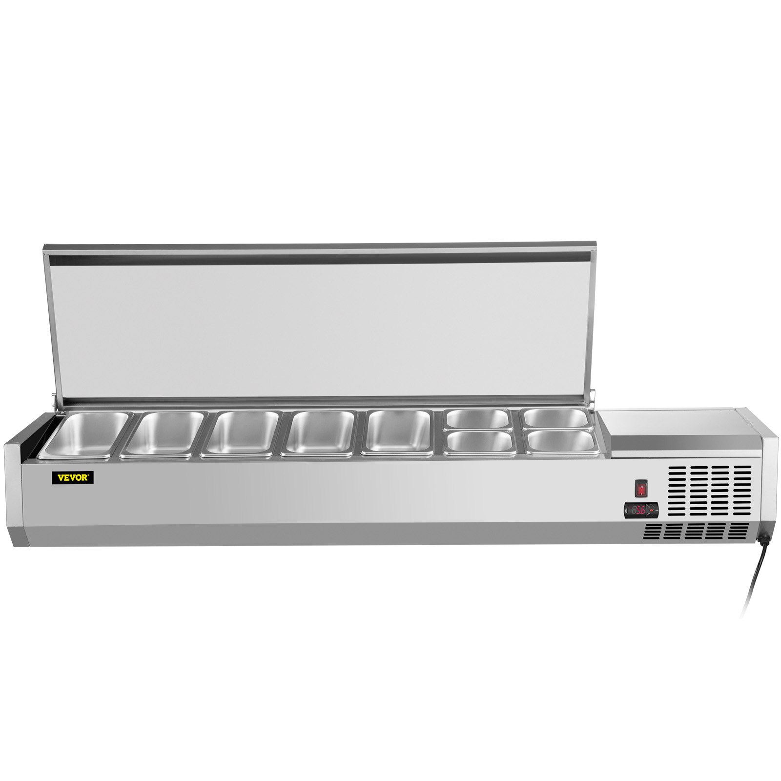 VEVOR Refrigerated Condiment Prep Station, 71-Inch, 19.8Qt Sandwich ...