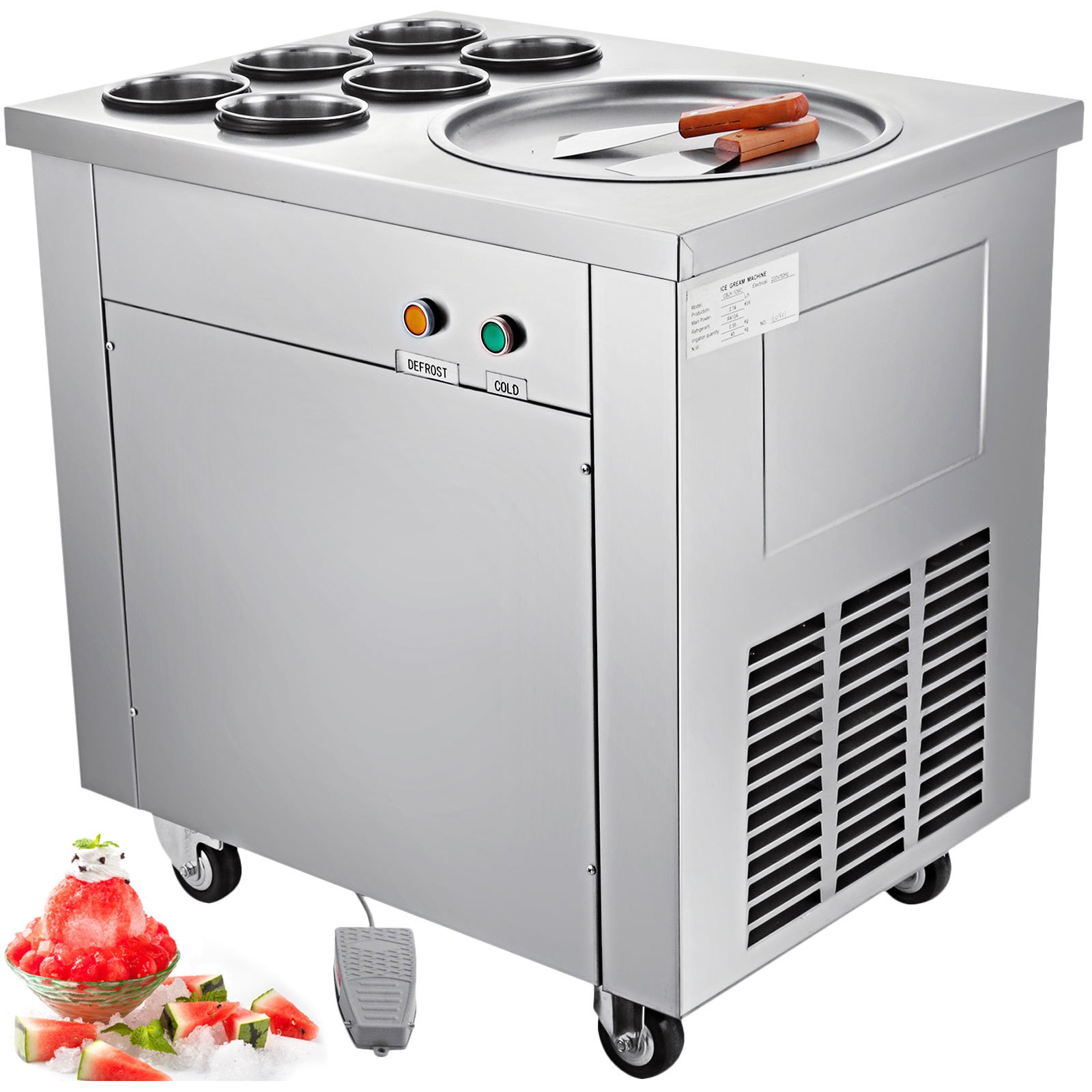 VEVOR Commercial Ice Roll Maker, 740W StirFried Yogurt Cream Machine