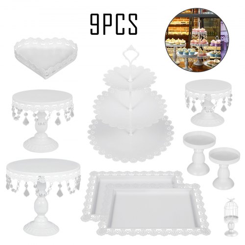 9Pcs/Set Cake Stand Rack Round Iron Wedding Cupcake Tower Decor VEVOR US