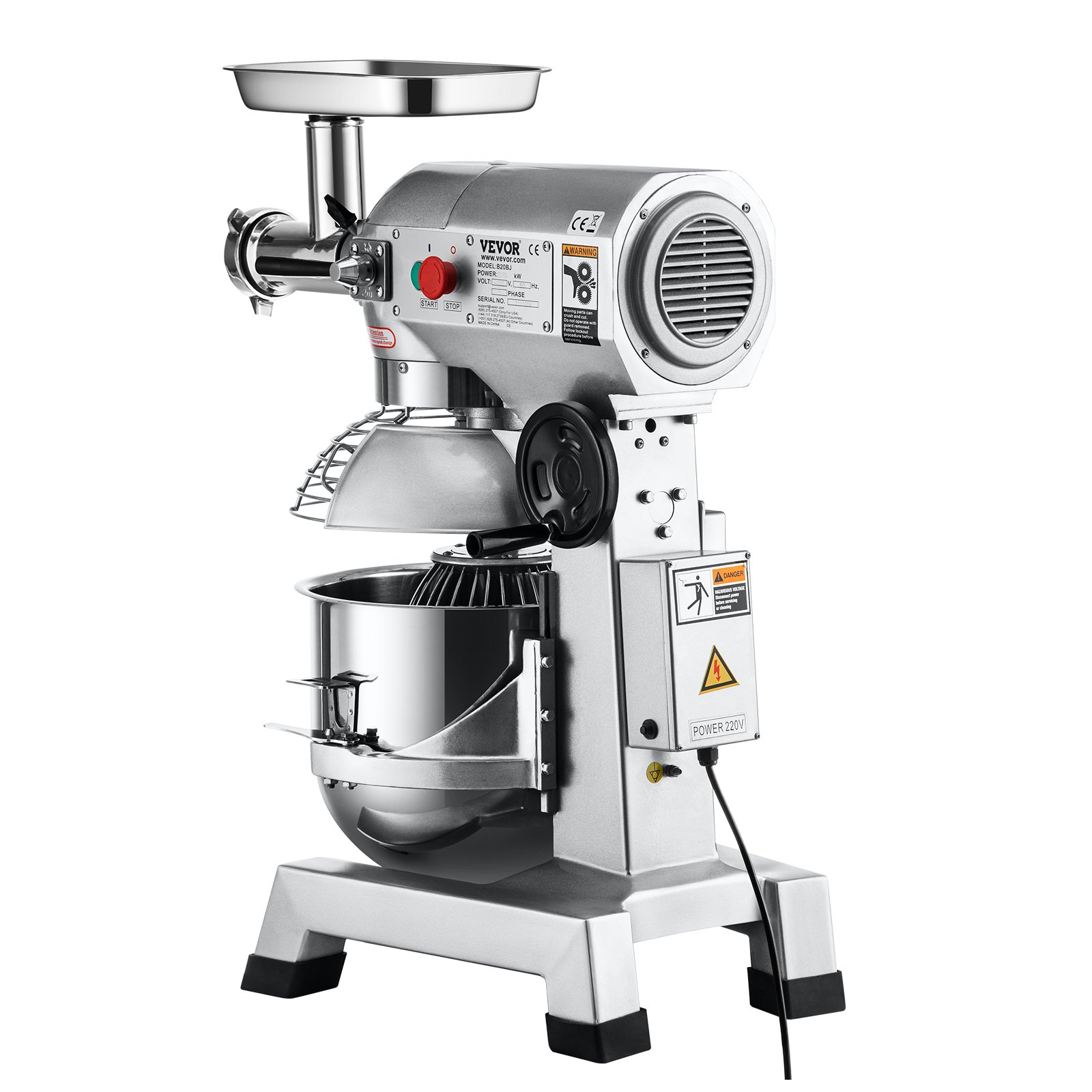 VEVOR Commercial Stand Mixer, 20Qt Stainless Steel Bowl, 1100W 2 in 1