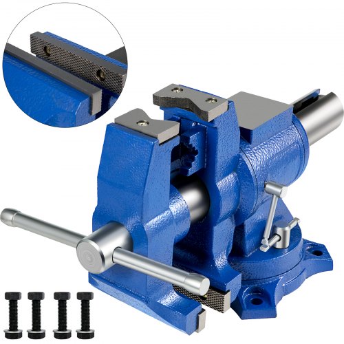 VEVOR 6 Heavy Duty Bench Vise Double Swivel Rotating Vise Head Body Rotates 360 Pipe Vise Bench Vices 30Kn Clamping Force for Clamping Fixing Equipment Home or Industrial Use