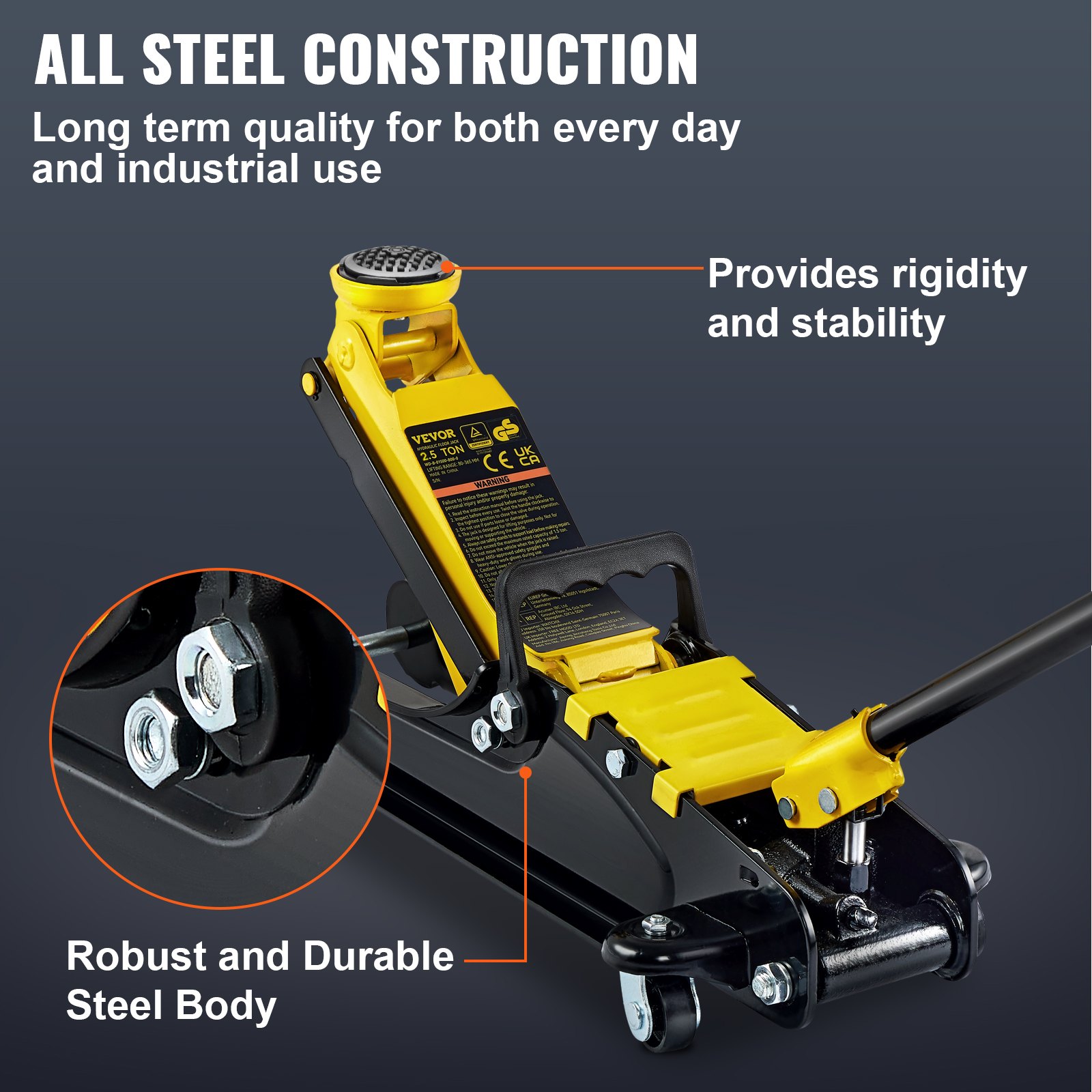 VEVOR Low Profile Floor Jack 2.5 Ton Heavy Steel Single Piston Hydraulic Pump VEVOR US
