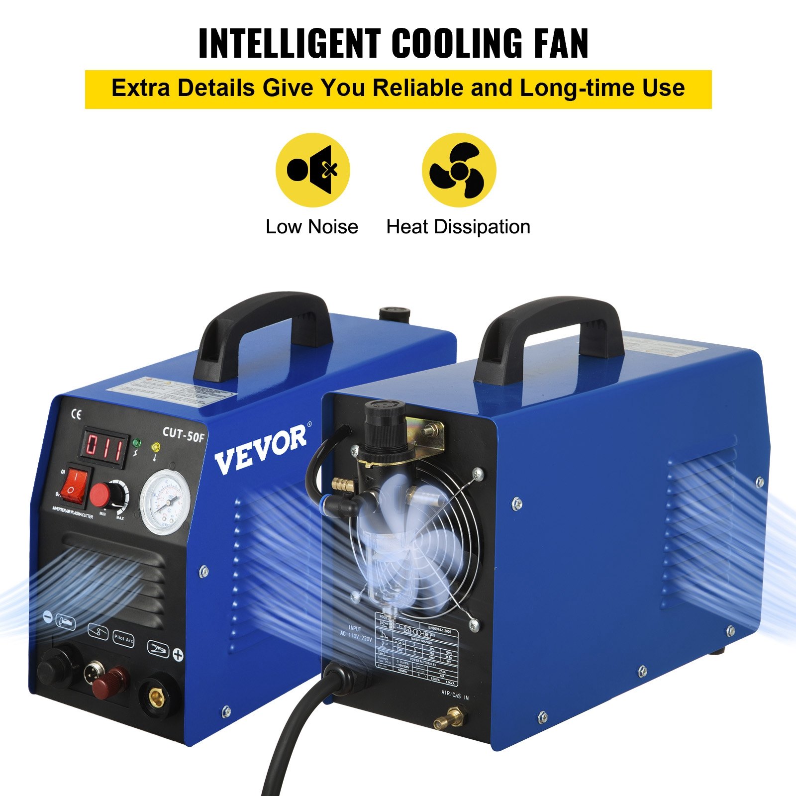 VEVOR 50Amp NonTouch Pilot Arc Plasma Cutter, 110/220V Dual Voltage