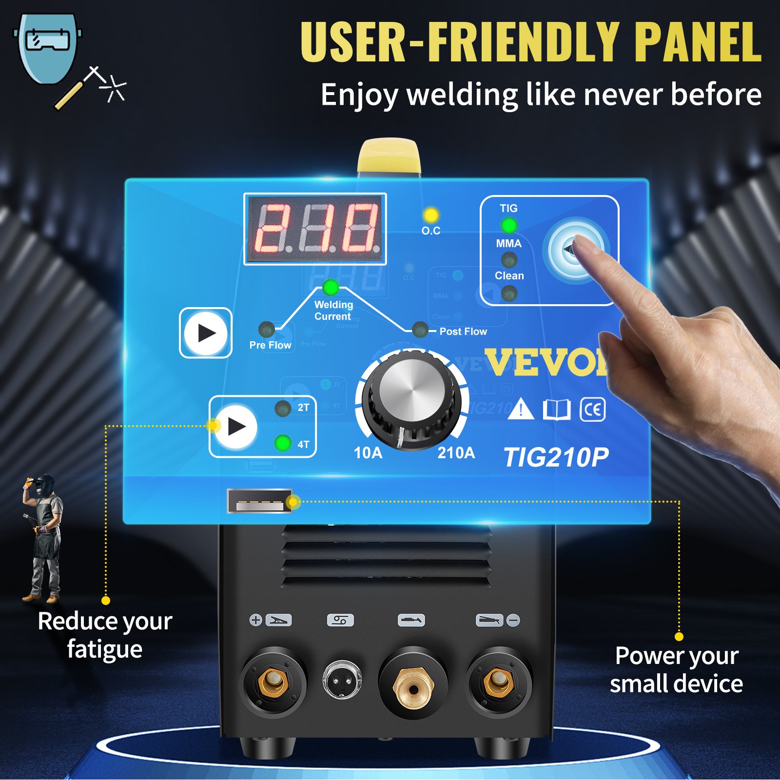 VEVOR 210Amp TIG Welder, Welder TIG 3 in 1, 110/220V Dual Voltage HF