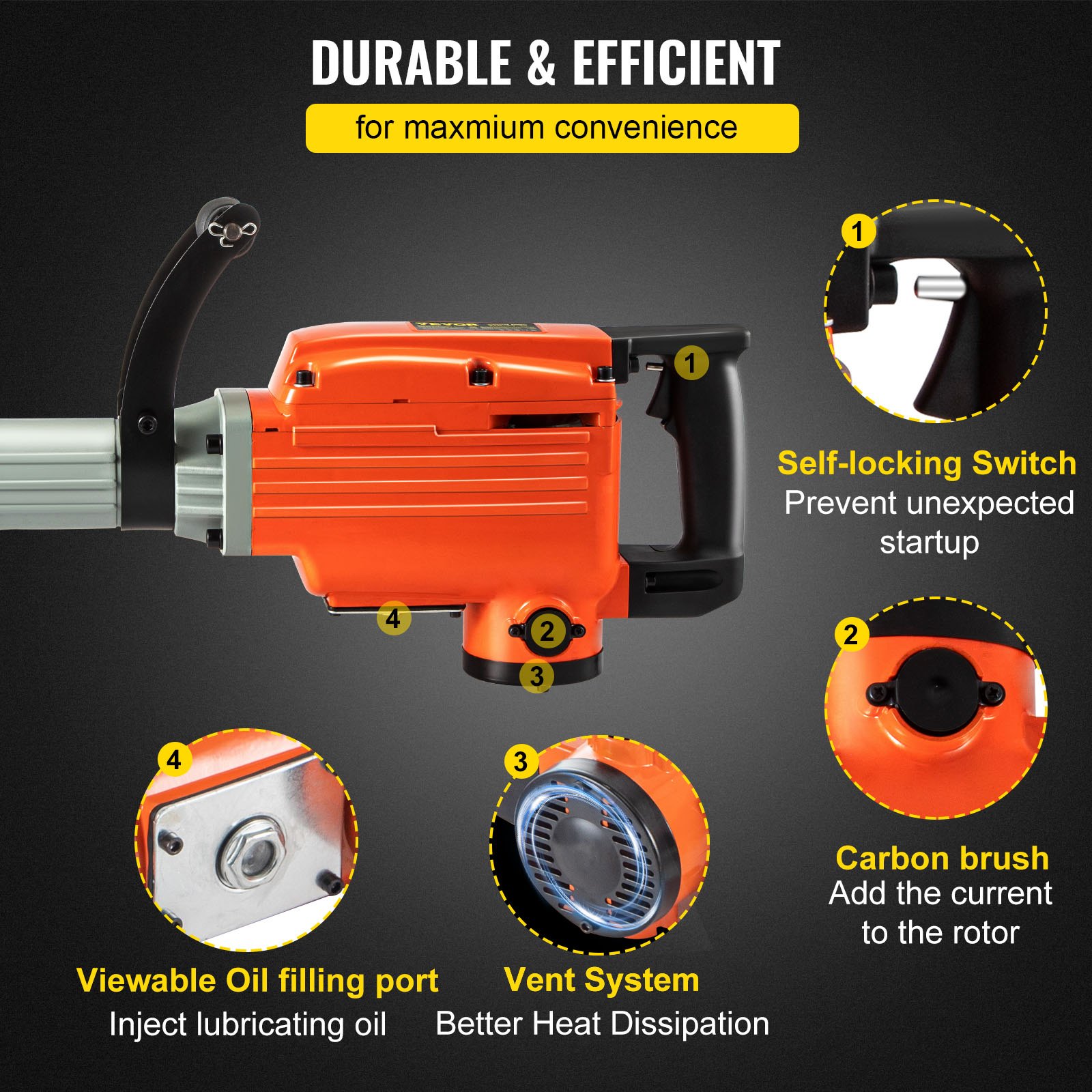 VEVOR Demolition Jack Hammer, 2200W Electric Demolition Jack Hammer w