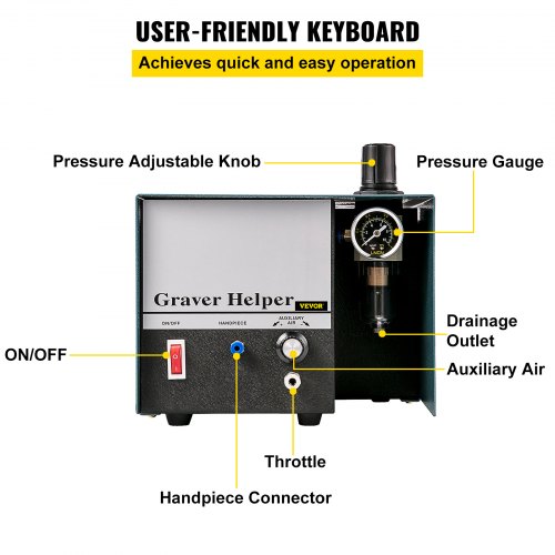 VEVOR Jewelry Pneumatic Engraving Machine 1400 RPM Adjustable Speed