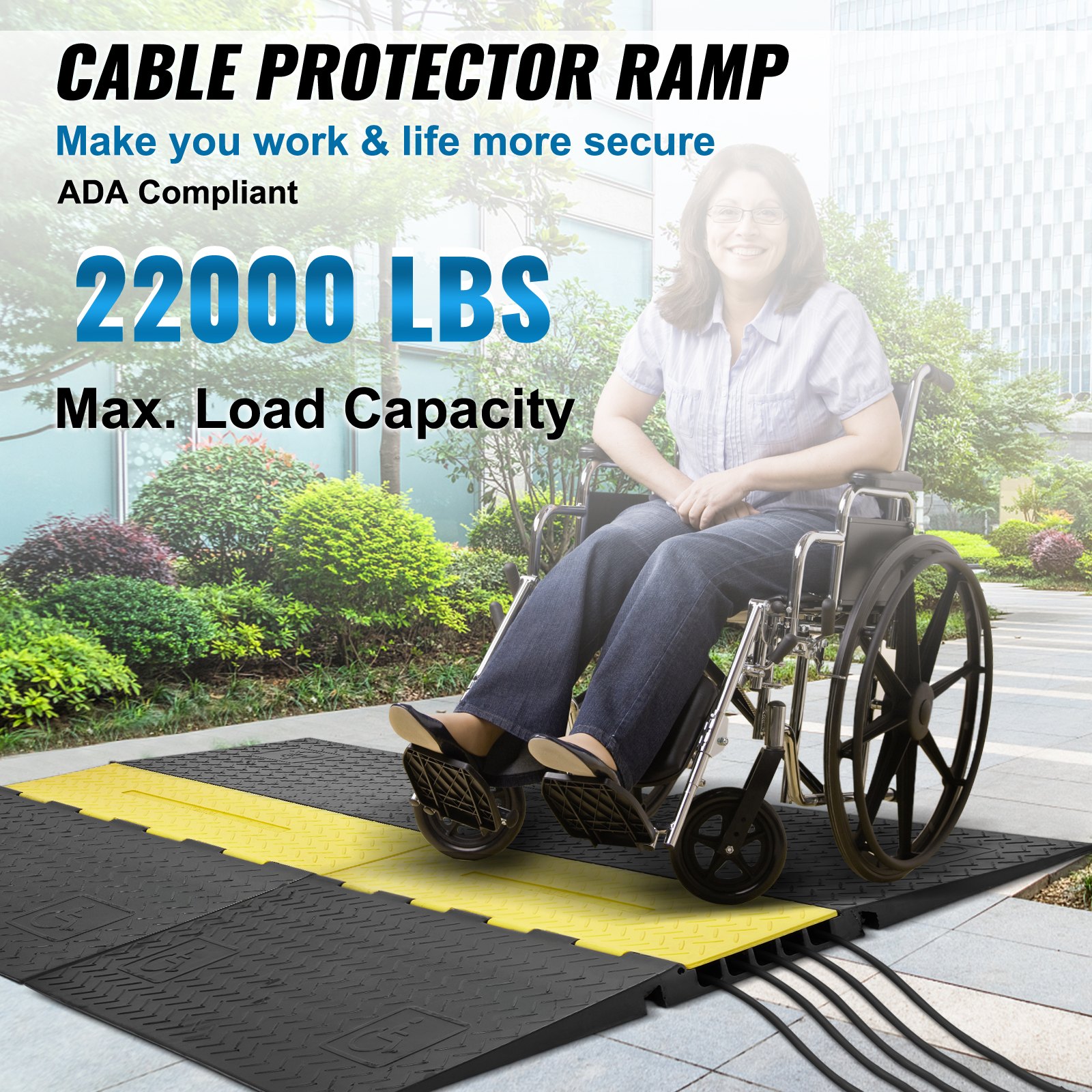 VEVOR 5Channel Cable Protector Ramp 22000lbs Load ADA Compliant Wire ...