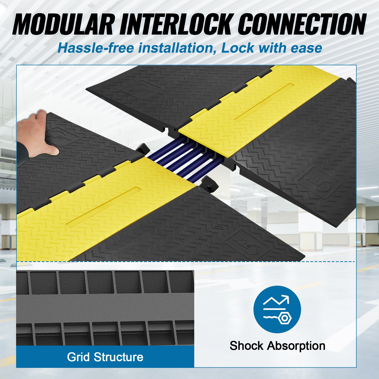 VEVOR 5Channel Cable Protector Ramp 22000lbs Load ADA Compliant Wire ...
