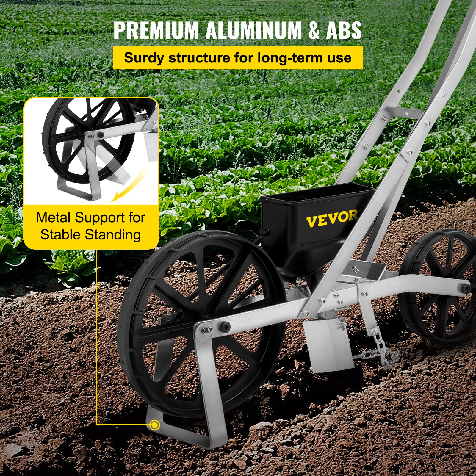 VEVOR Garden Seeder, Metal Precision Garden Push Seeder with 6 Seed