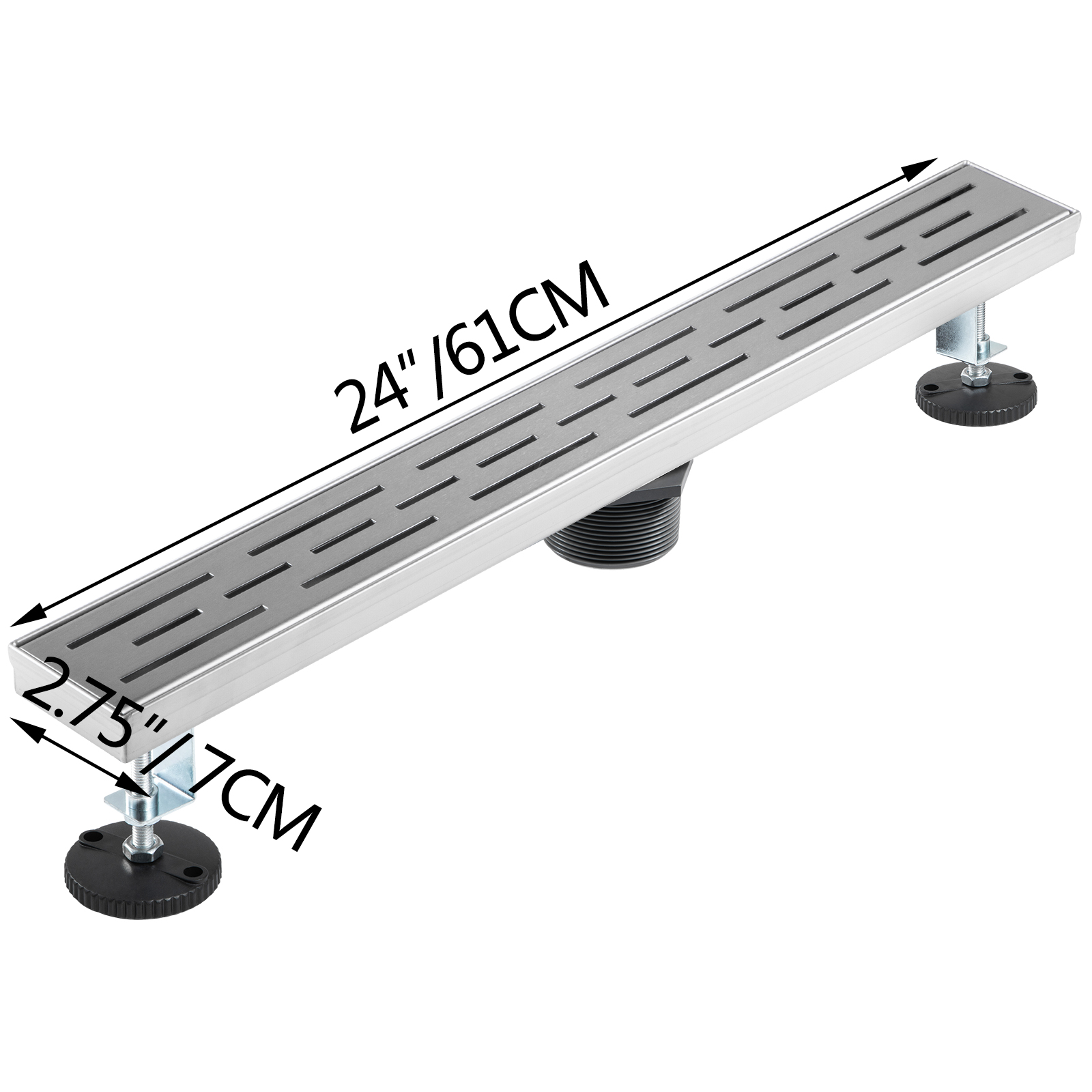 VEVOR Linear Drain 304 Stainless Steel 24x2.75inch Linear Tile Drain,30L/Min High Flow Capacity