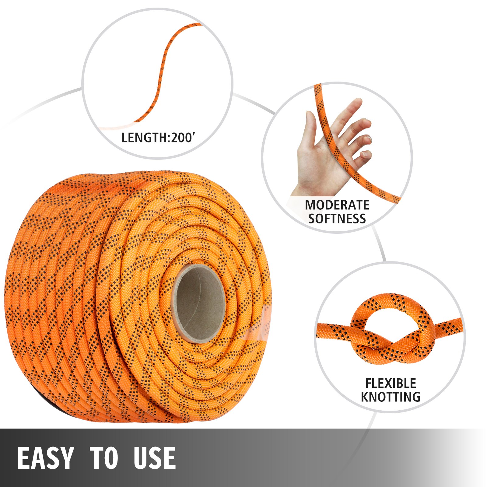 7/16" Braid Rope Polyester Rope Rigging Rope 200ft 400kg/880lb Dacron