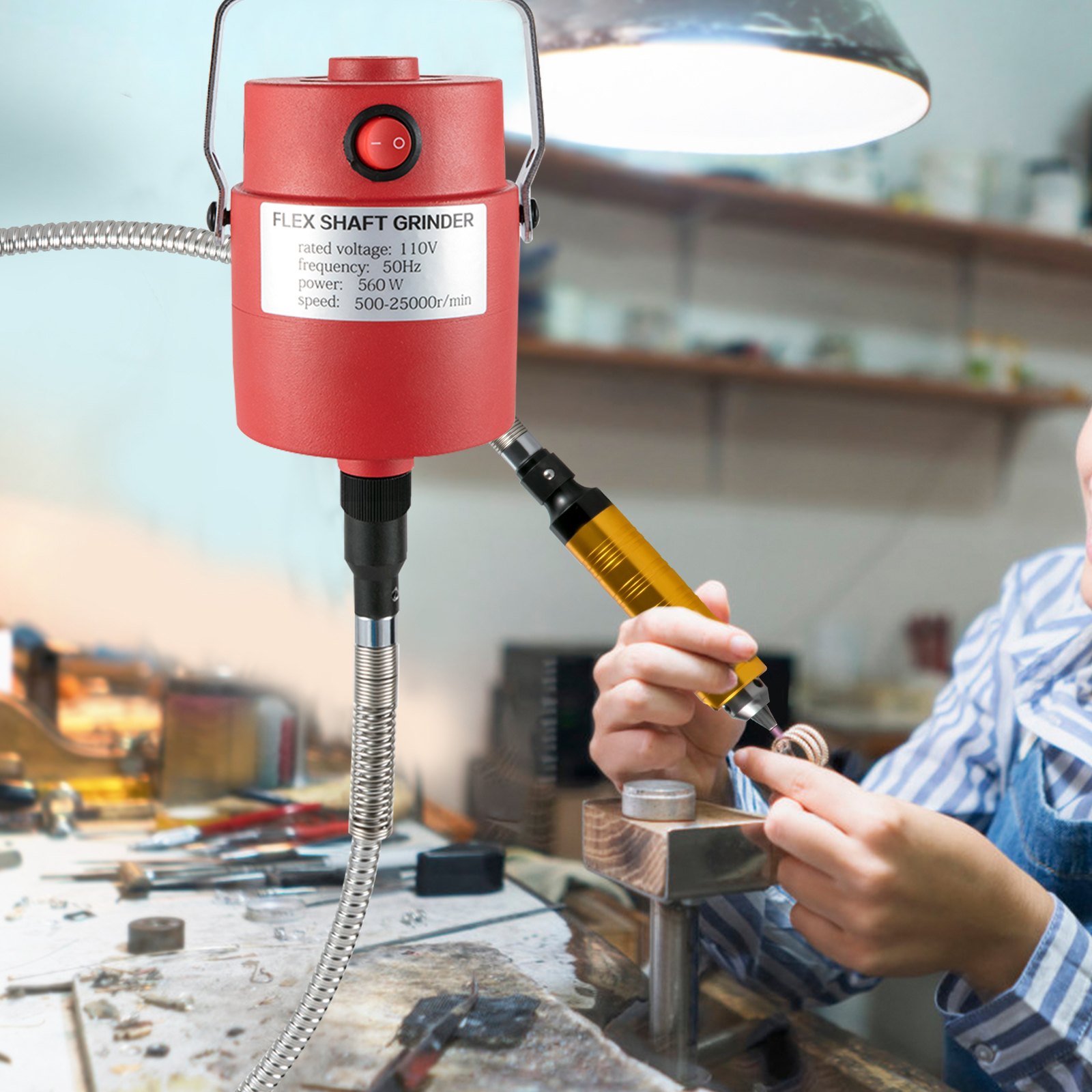 VEVOR Flex Shaft Grinder 560W Rotary Tool with 1/4" 3Jaw Chuck