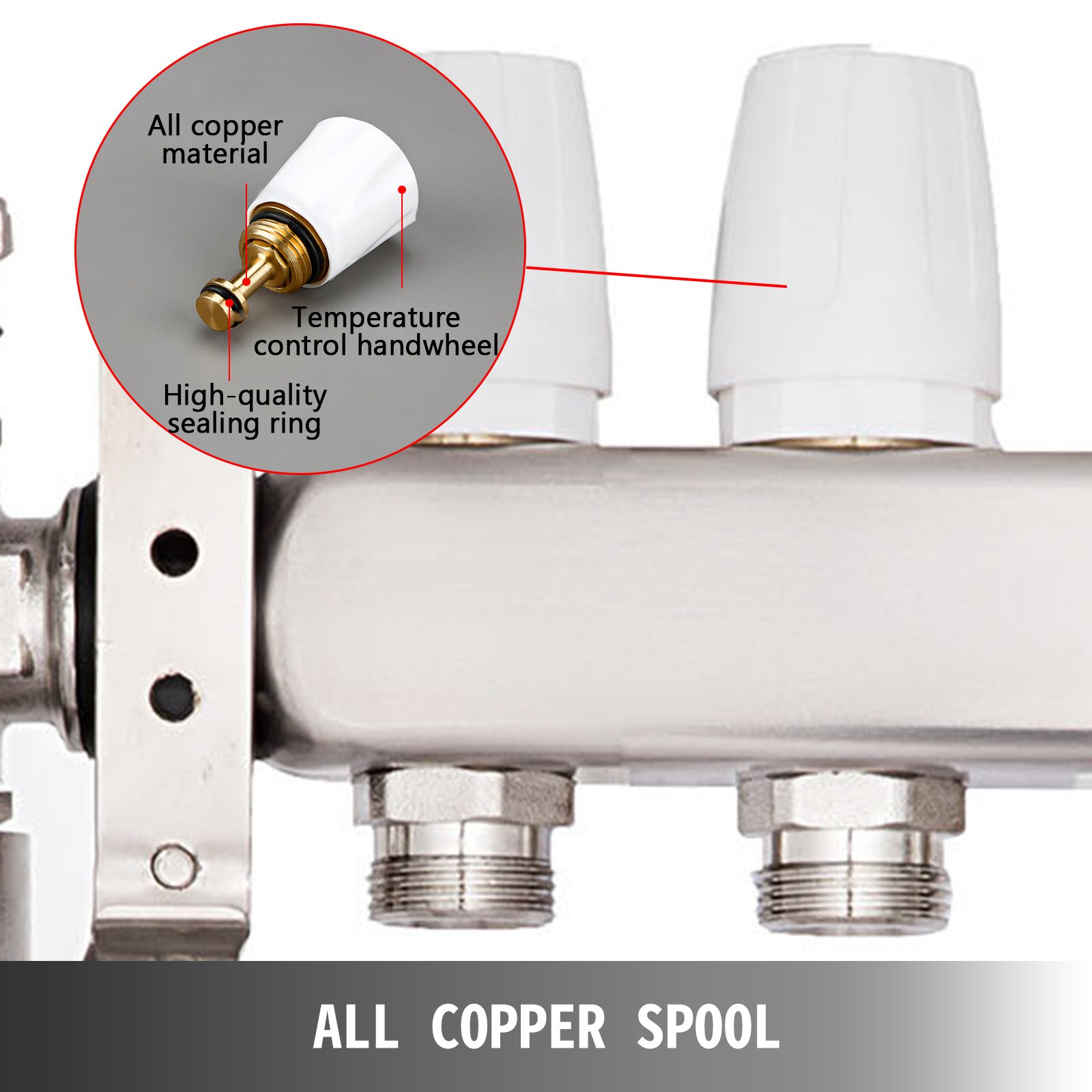 VEVOR VEVOR PEX Radiant Floor Manifold 7 Loop 1/2Inch Radiant