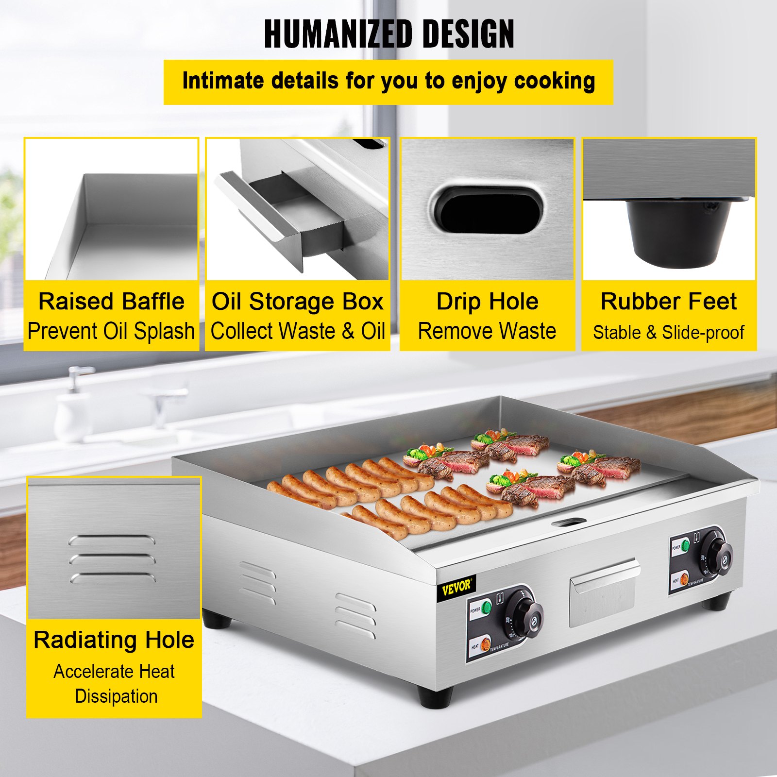 3000w 30" Commercial Electric Countertop Griddle Flat Top Grill Hot