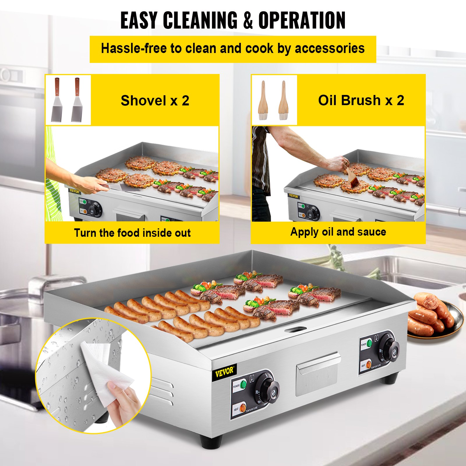 3000w 30" Commercial Electric Countertop Griddle Flat Top Grill Hot